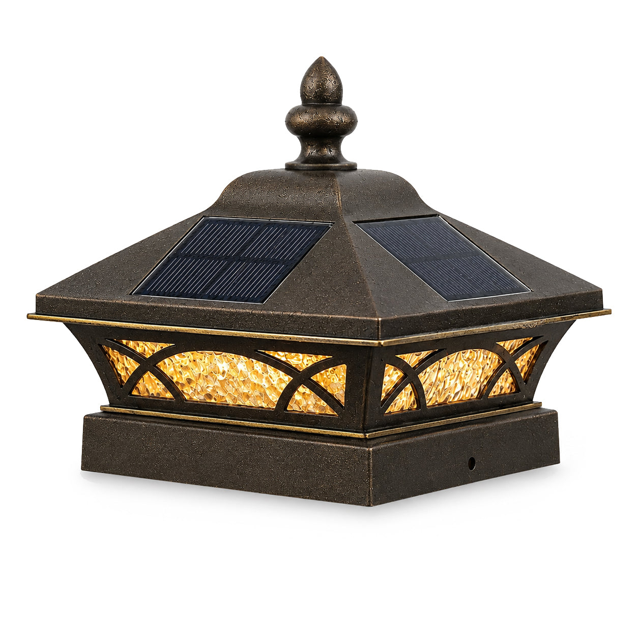 4x4 Coventry Solar Post Cap - Antique Bronze