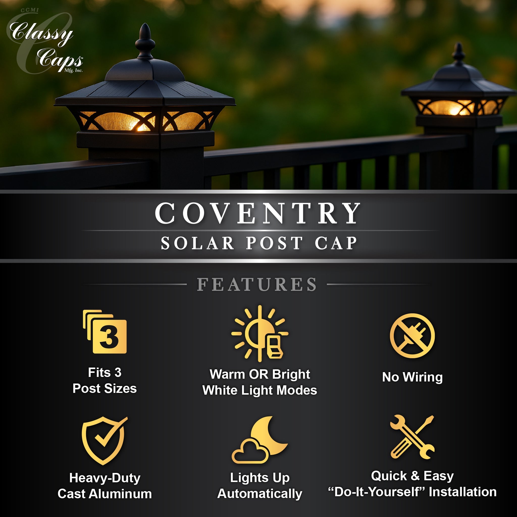 Coventry Solar Post Cap - Black