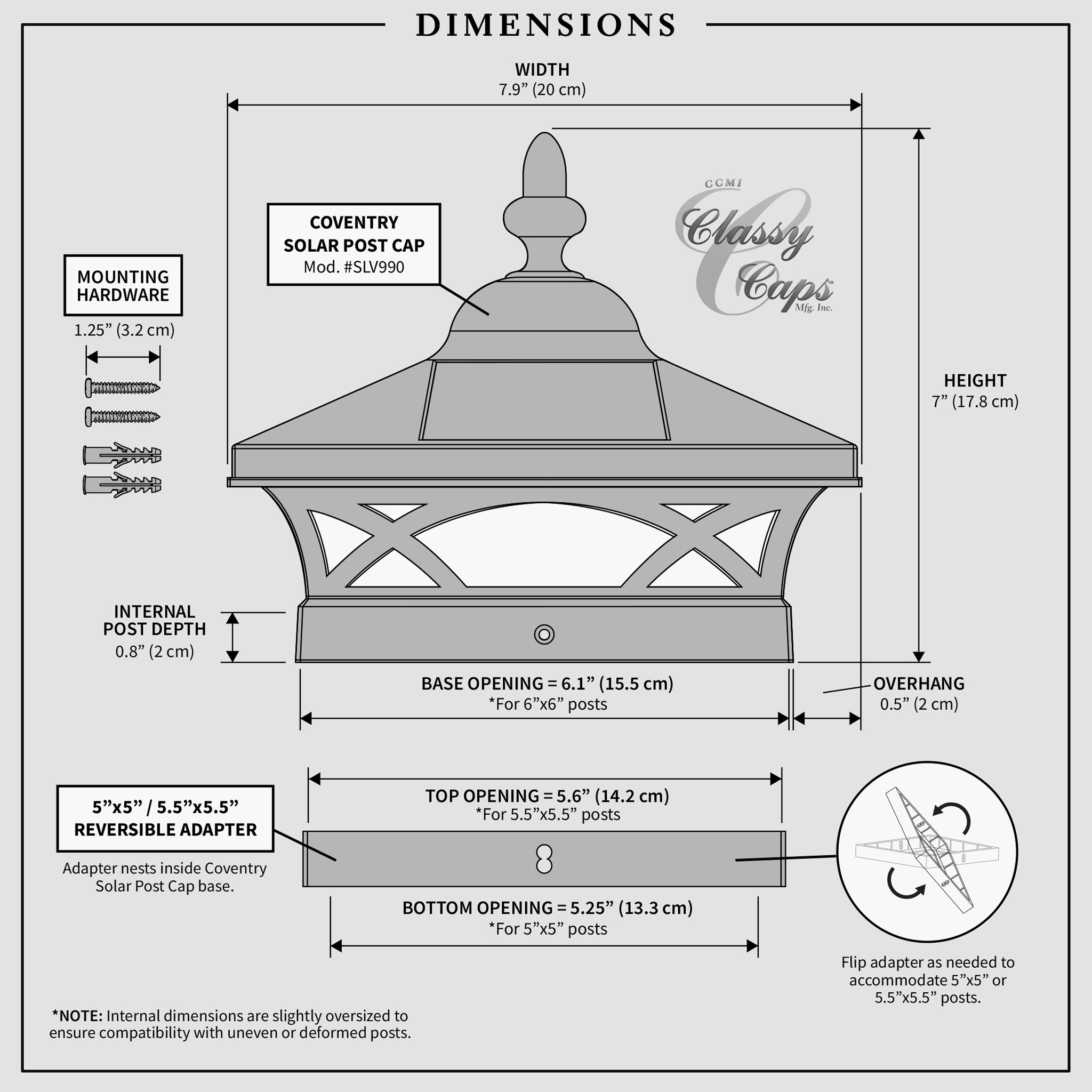 Coventry Solar Post Cap - White