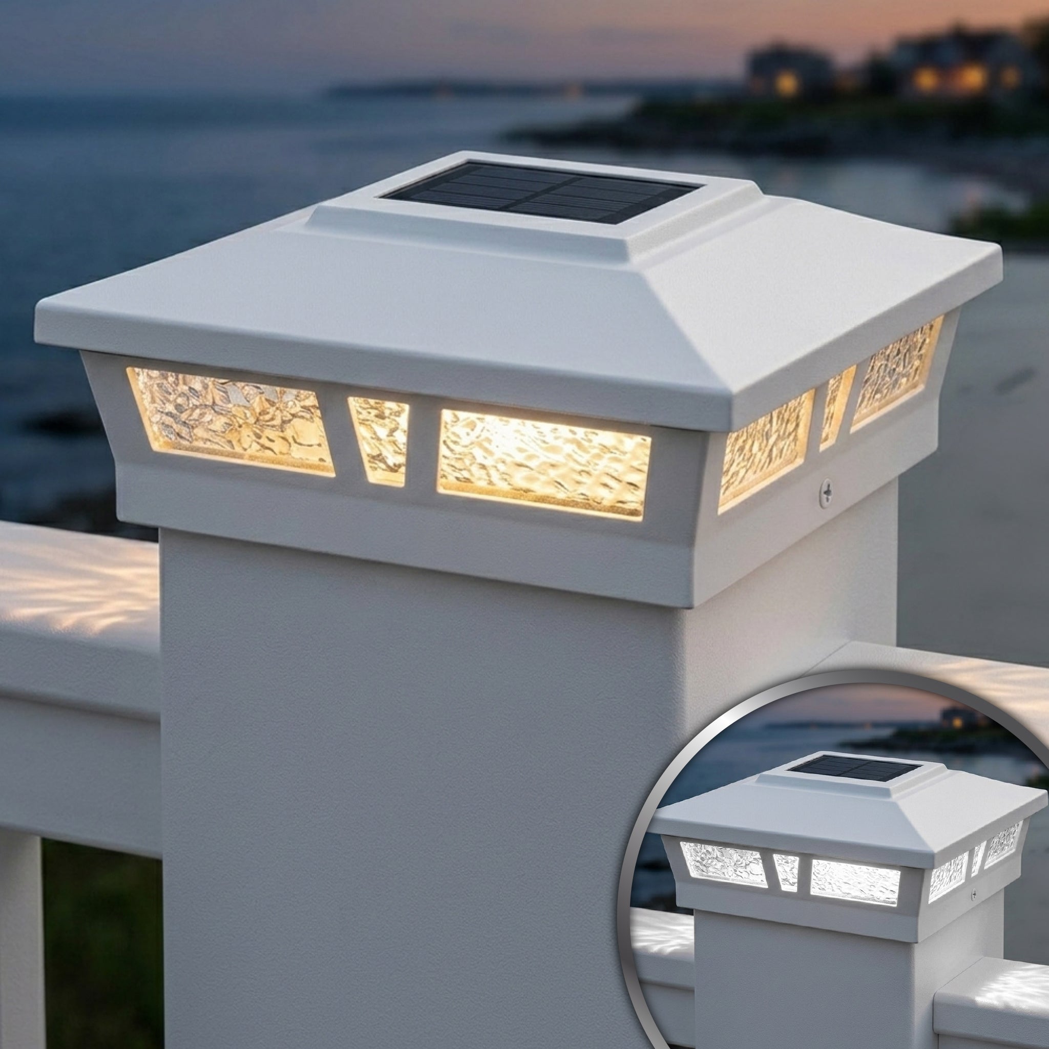 Capuchon de Poteau Solaire Oxford - Blanc