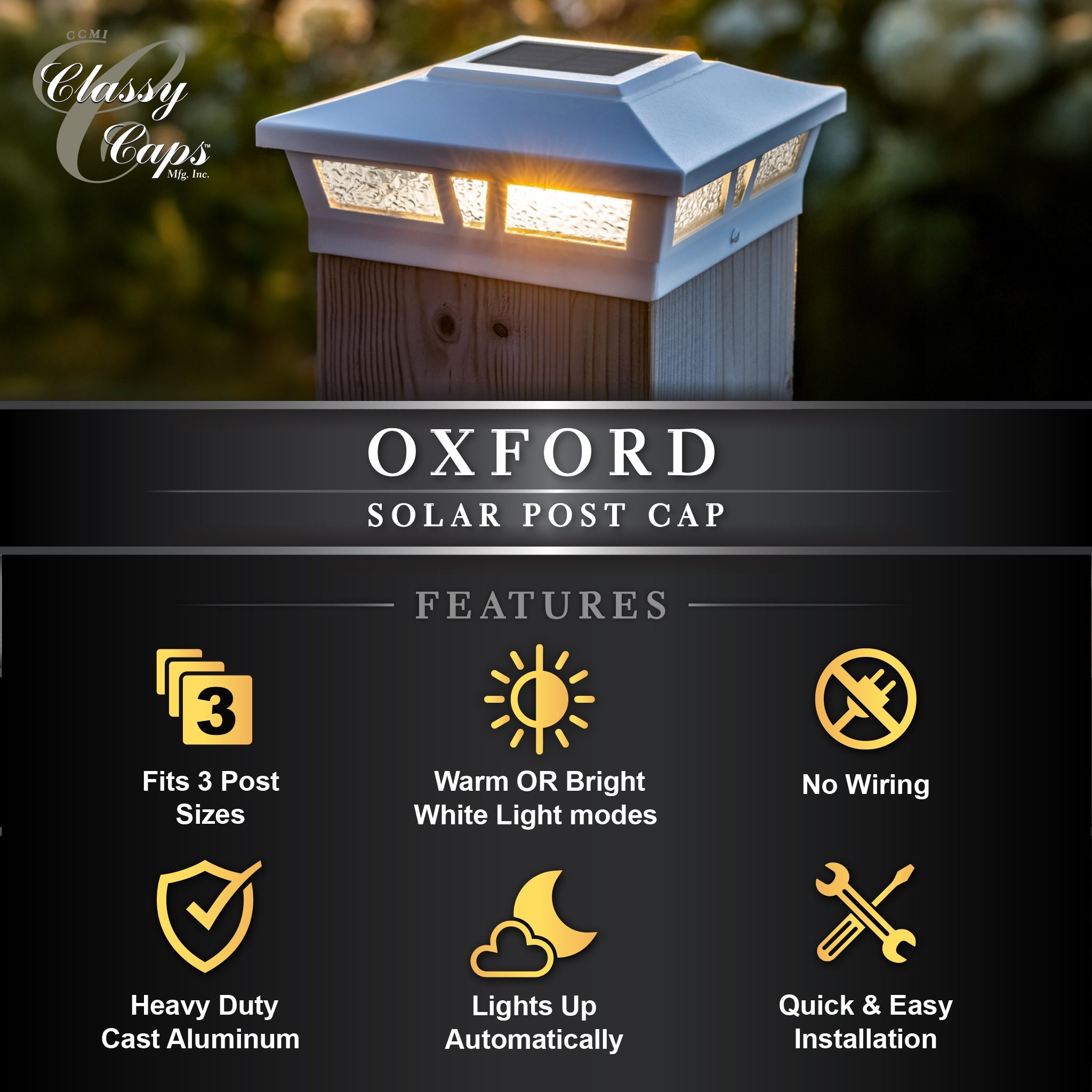 Oxford Solar Post Cap - White