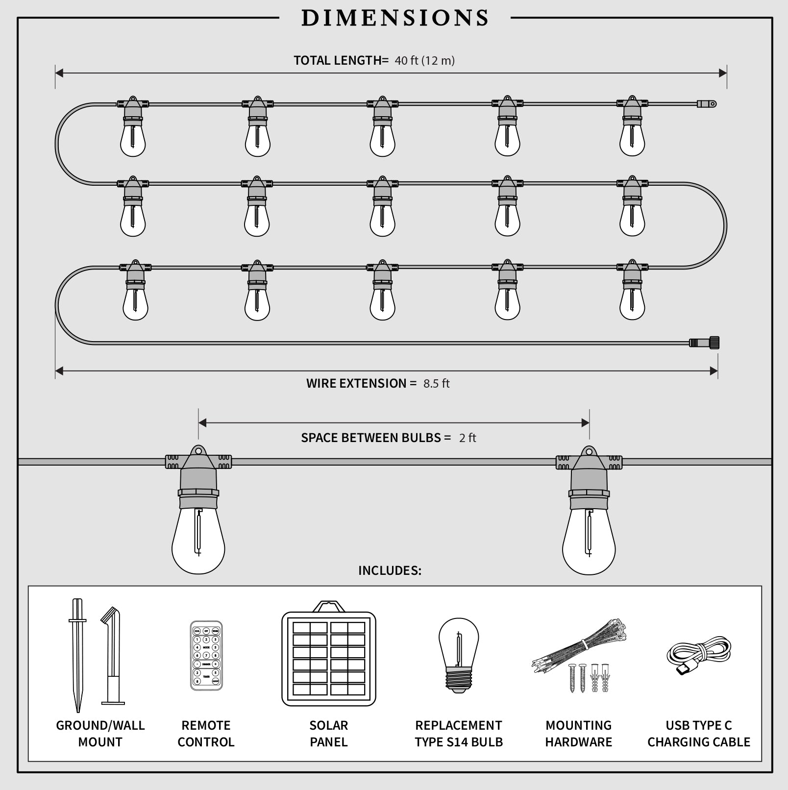 Premium Solar String Lights – 40 ft