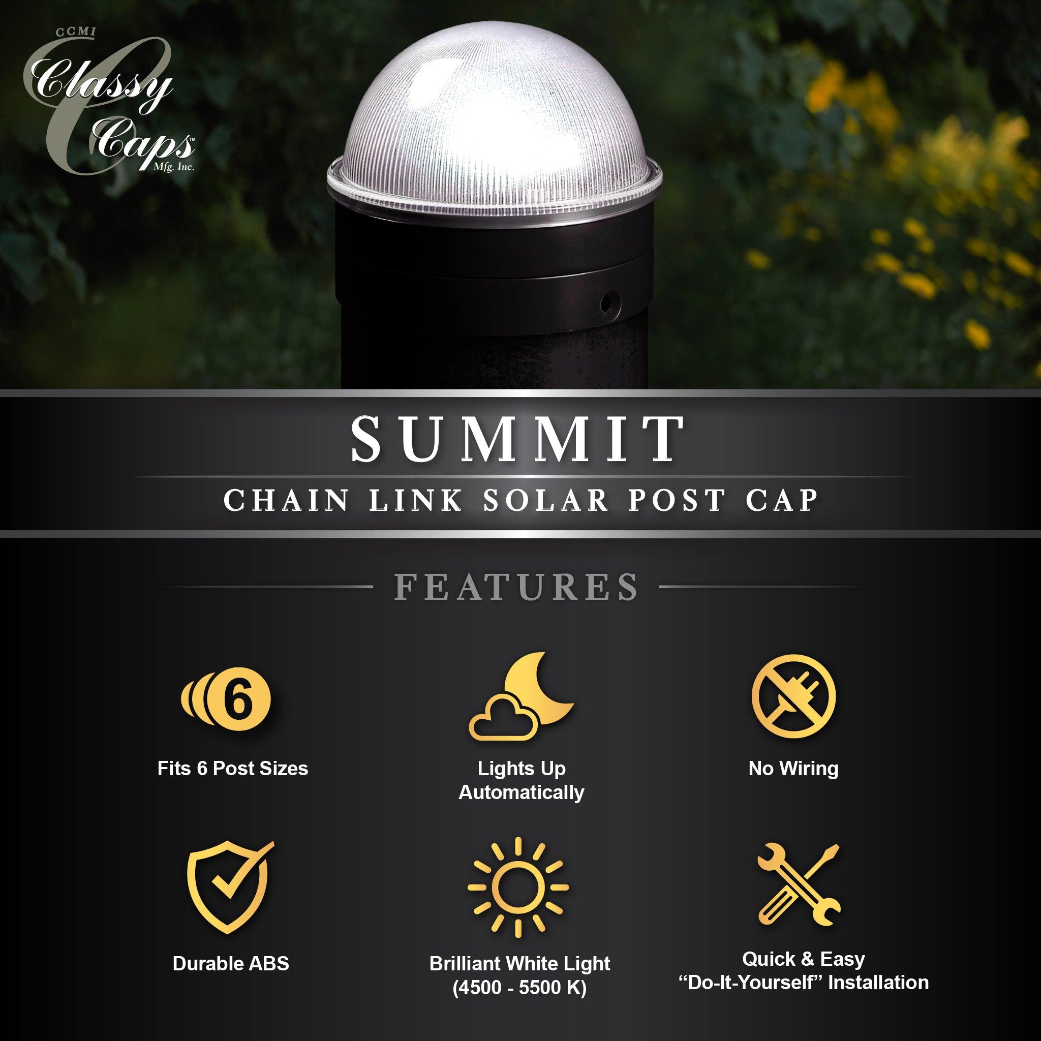Summit Solar Post Cap - Black - Classy Caps Mfg. Inc.