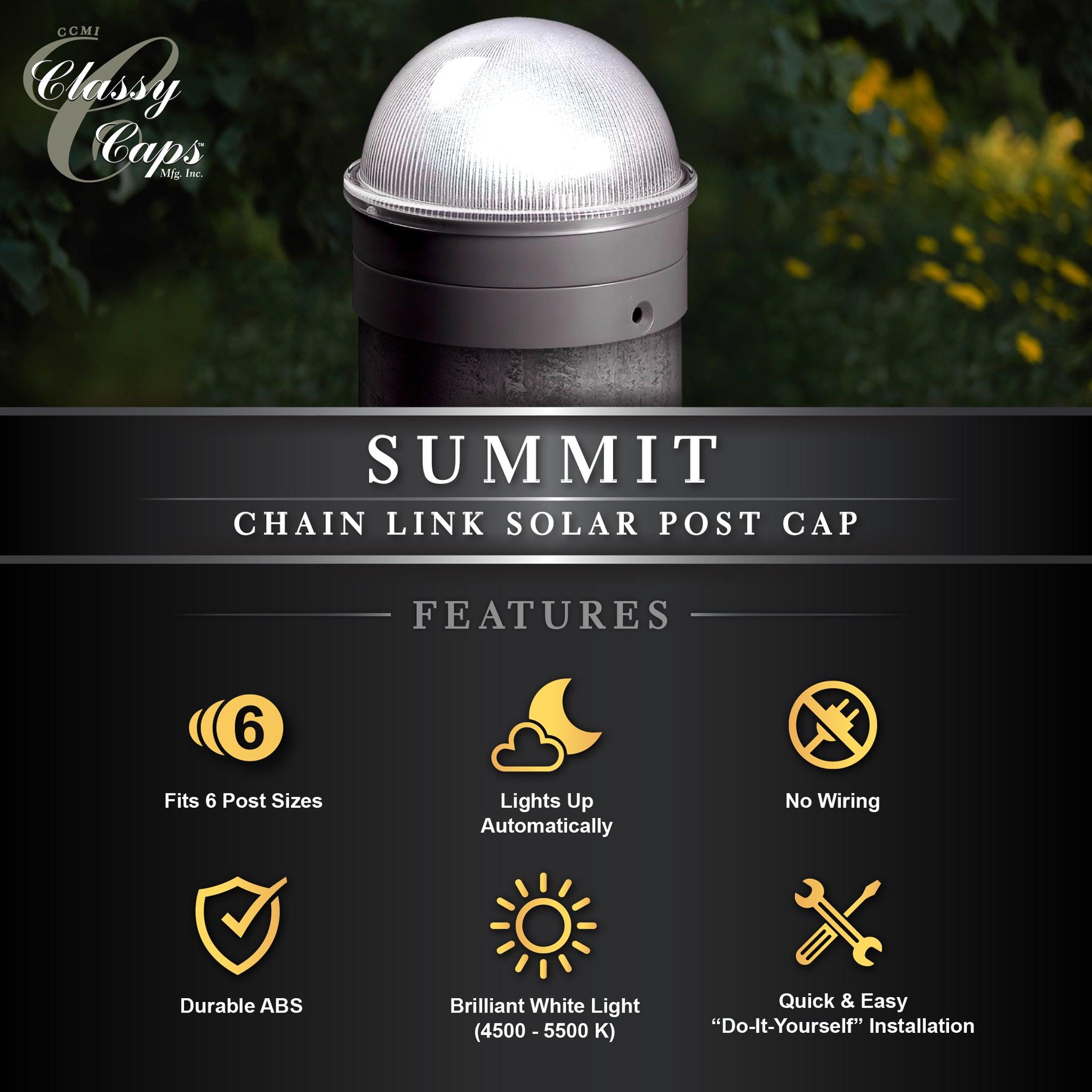 Summit Solar Post Cap - Silver - Classy Caps Mfg. Inc.