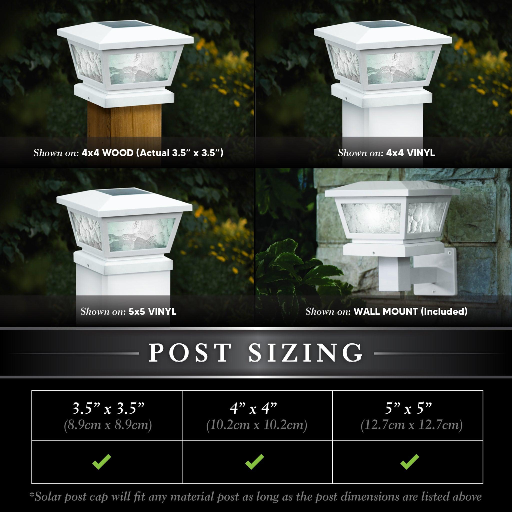 Fairmont Solar Post Cap / Wall Mount - White - Classy Caps Mfg. Inc.