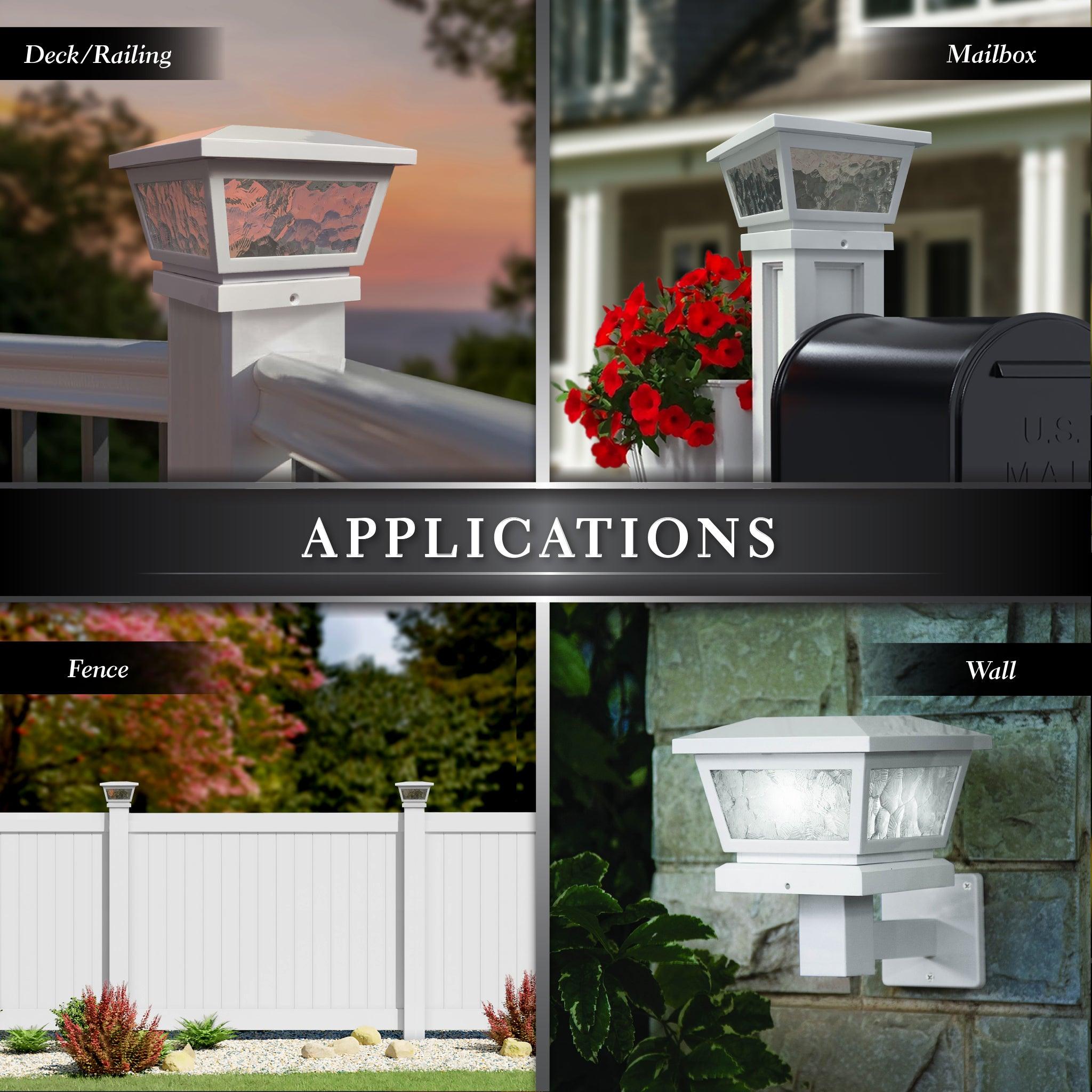 Fairmont Solar Post Cap / Wall Mount - White - Classy Caps Mfg. Inc.