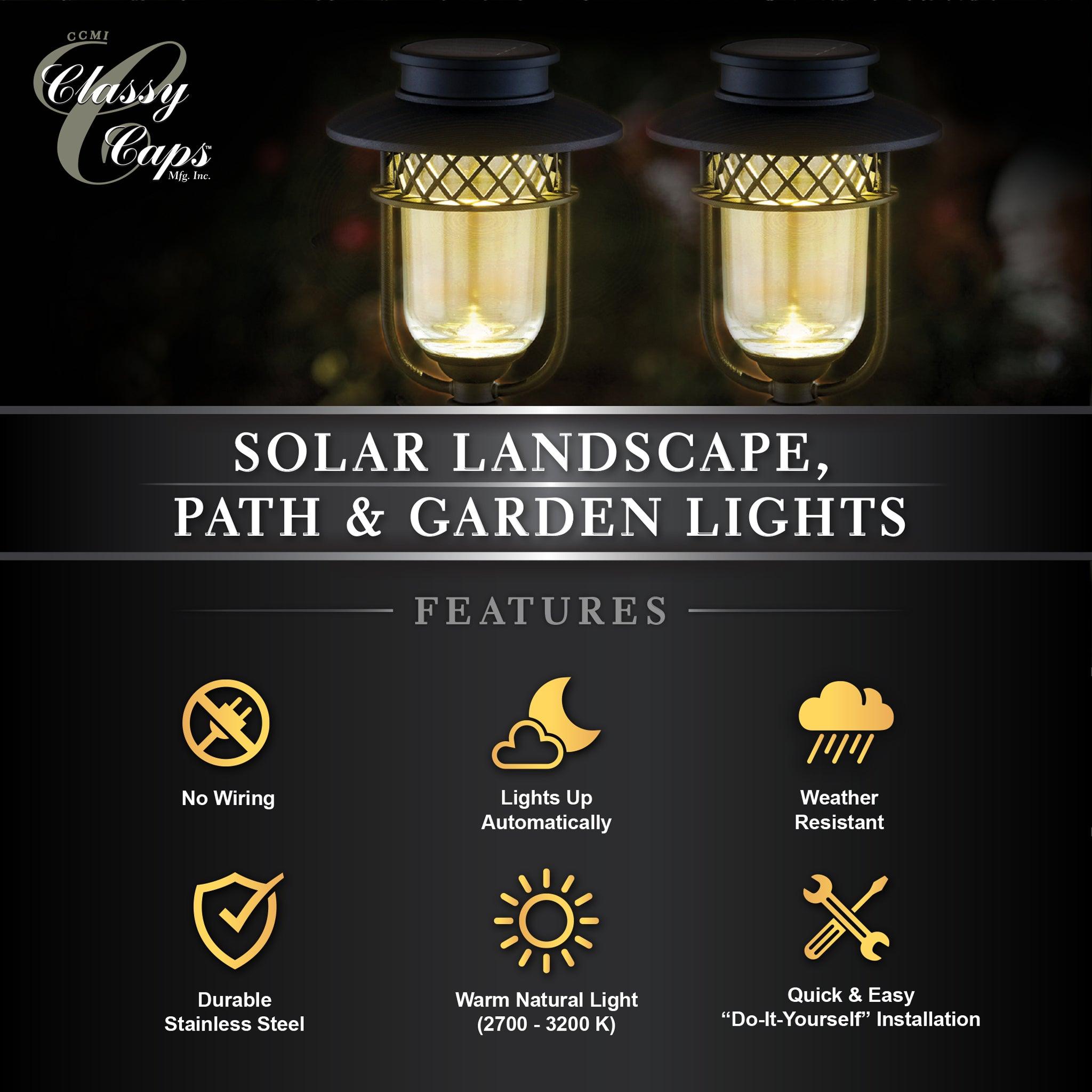 Black Stainless Steel Landscape, Path & Garden Light - 2 Pack - Classy Caps Mfg. Inc.