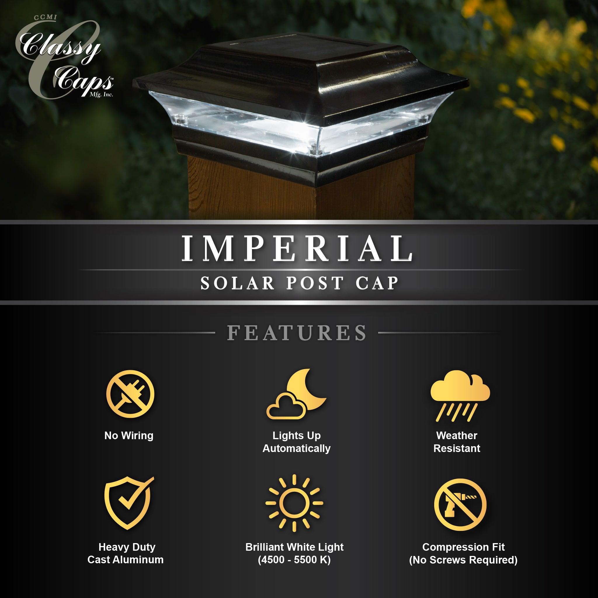 Imperial Solar Post Cap - Black SL214B - Classy Caps Mfg. Inc.