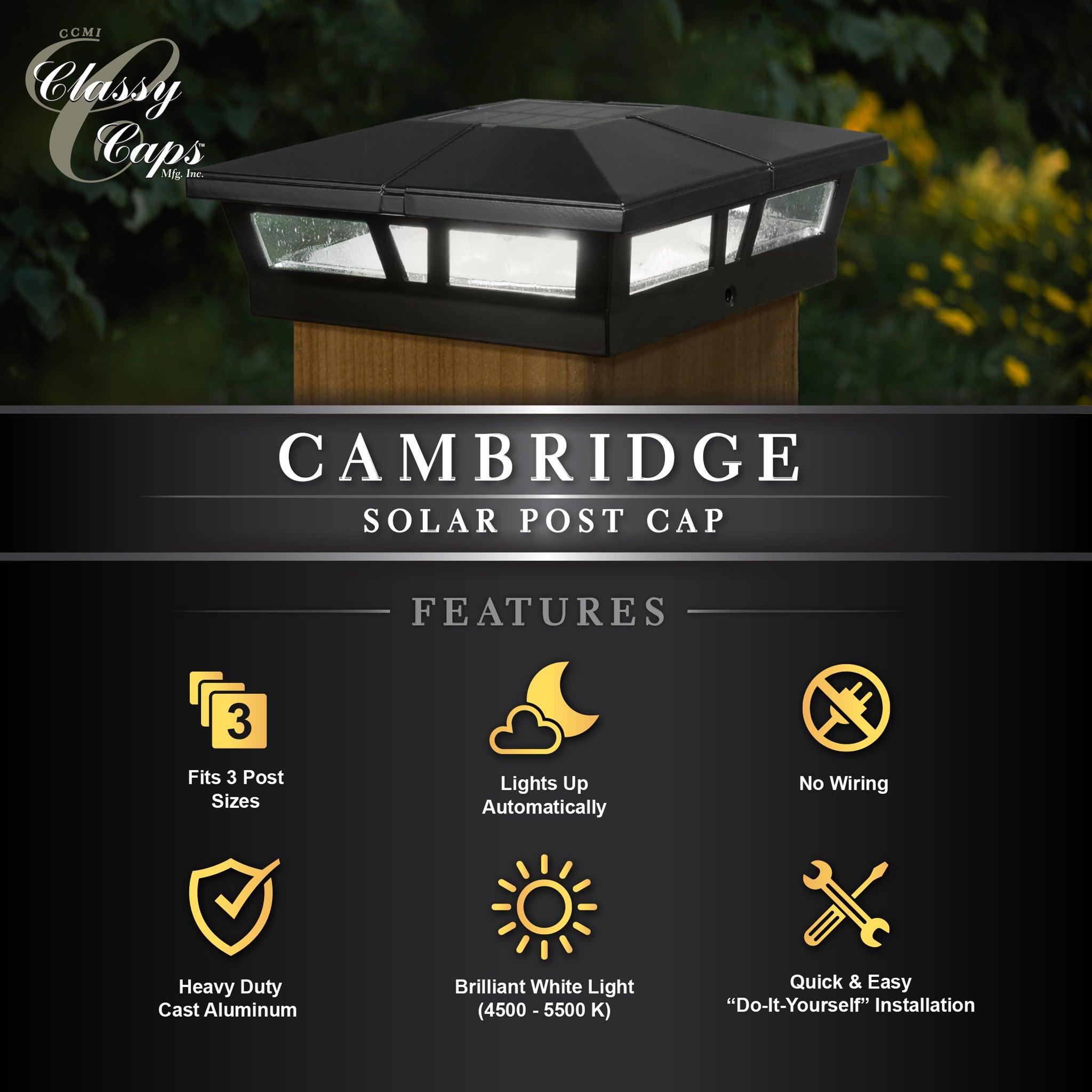 Cambridge Solar Post Cap - Black - Classy Caps Mfg. Inc.