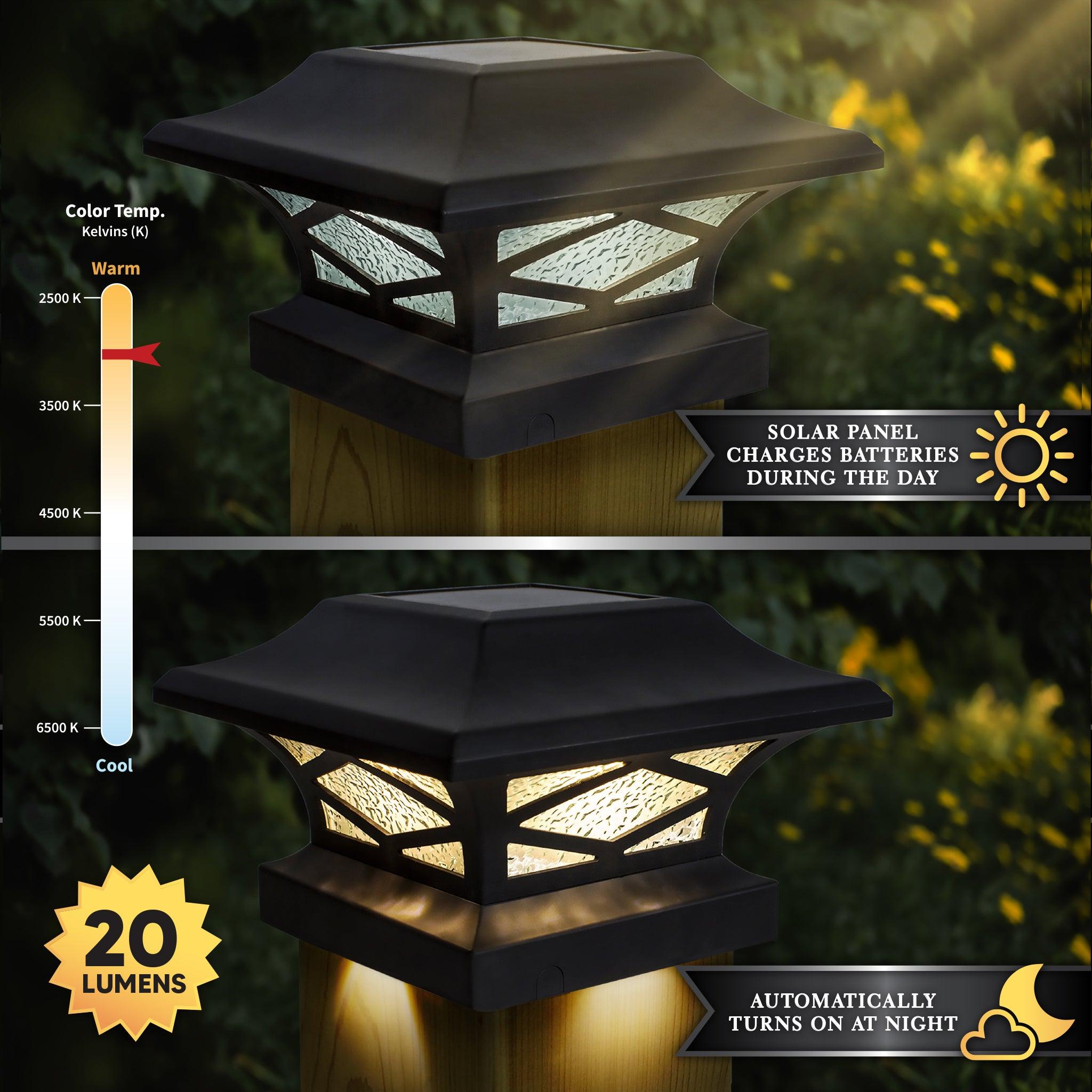 Kingsbridge Dual Lighted Solar Post Cap - Black - Classy Caps Mfg. Inc.
