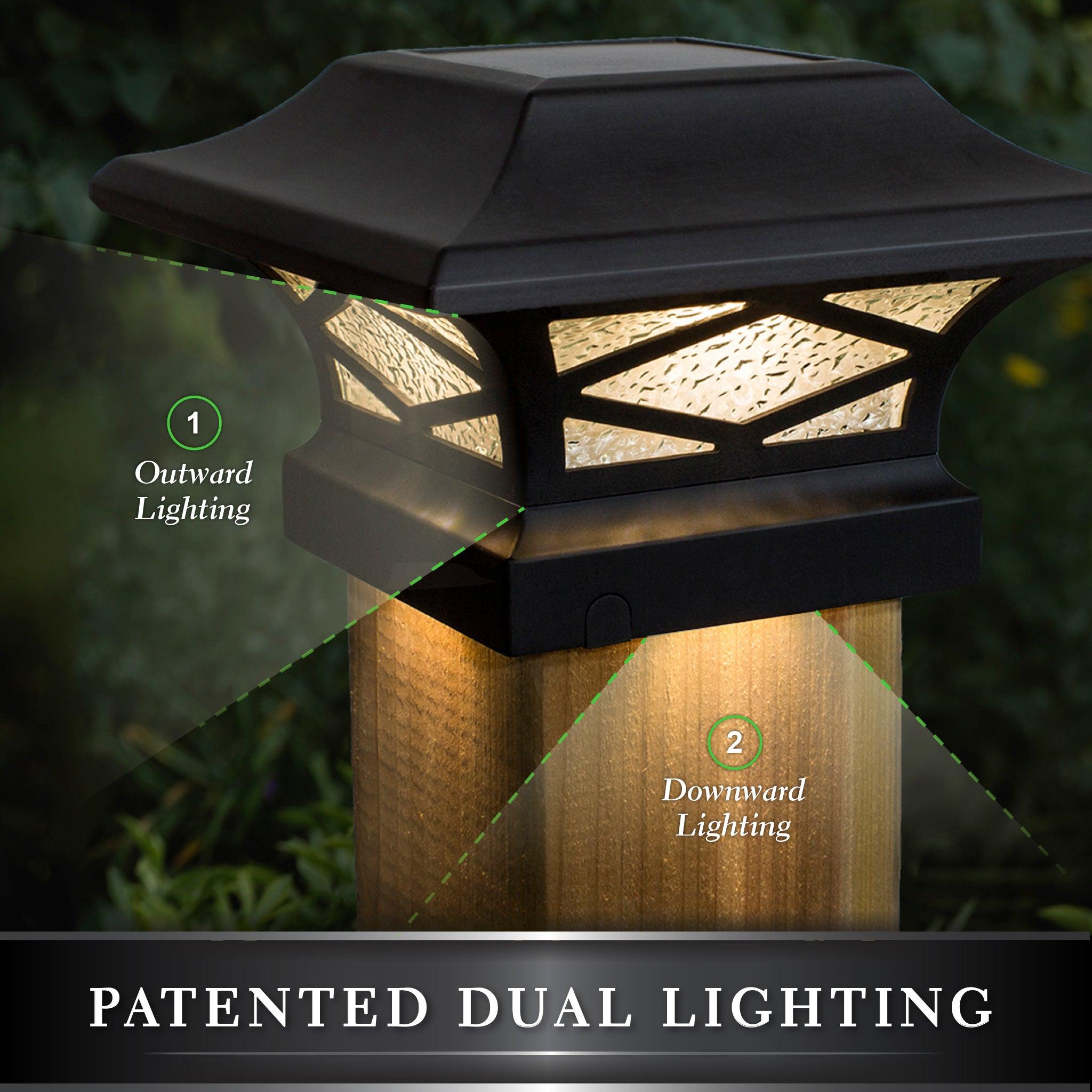Kingsbridge Dual Lighted Solar Post Cap - Black - Classy Caps Mfg. Inc.