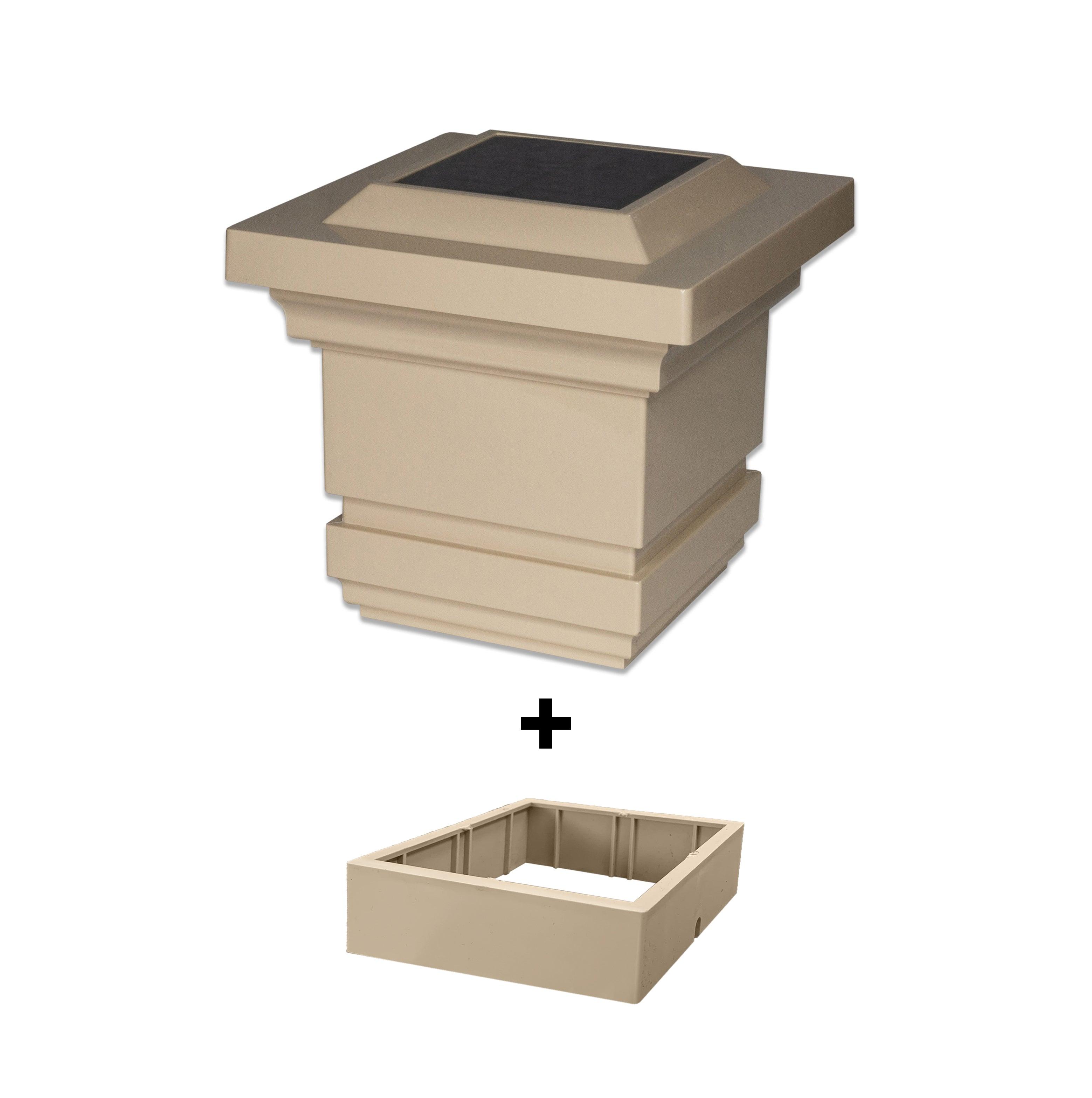 Classy Solar Post Cap - Tan With 3.5"x3.5" Adaptor - Classy Caps Mfg. Inc.