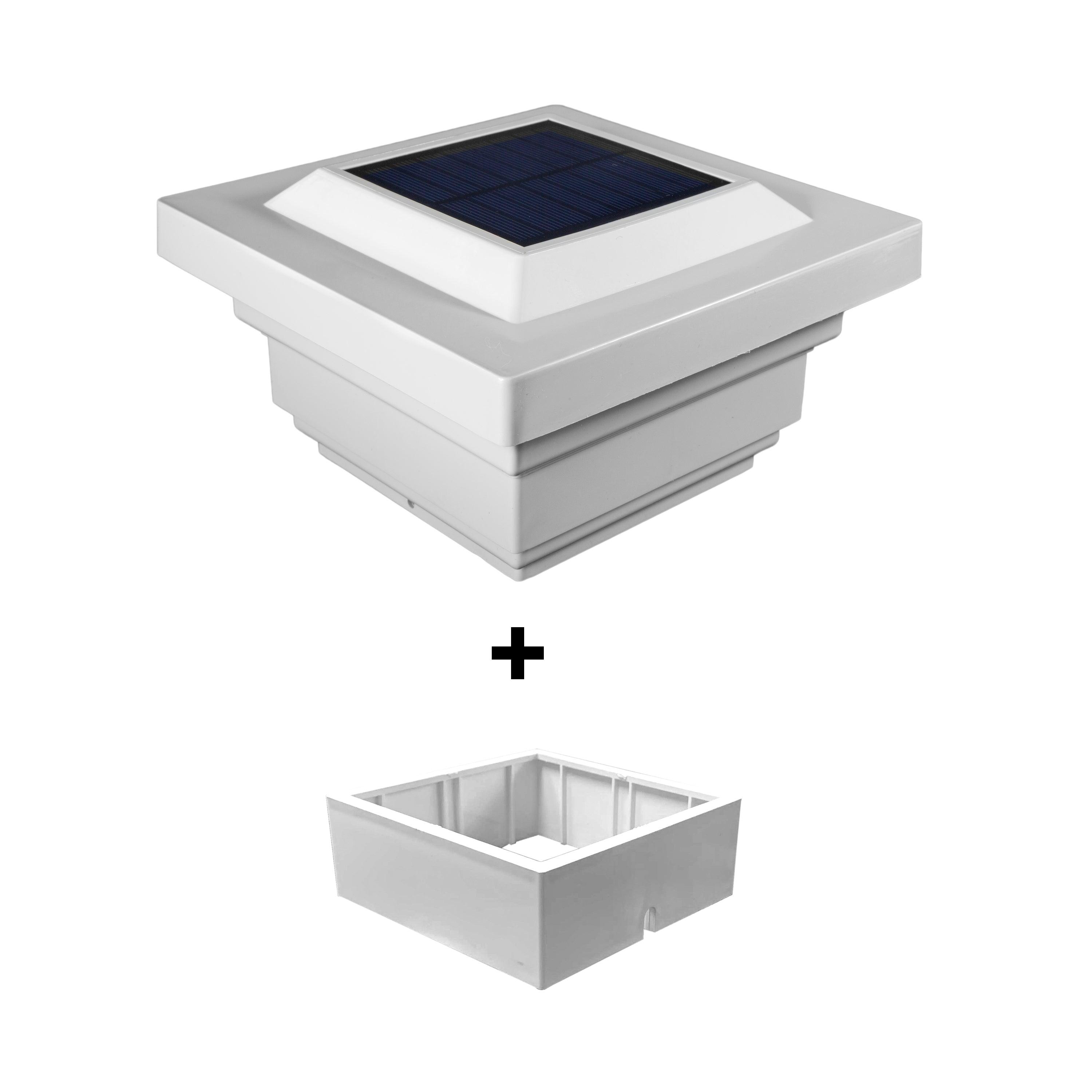 Regal Solar Post Cap - White With 3.5"x3.5" Adaptor - Classy Caps Mfg. Inc.