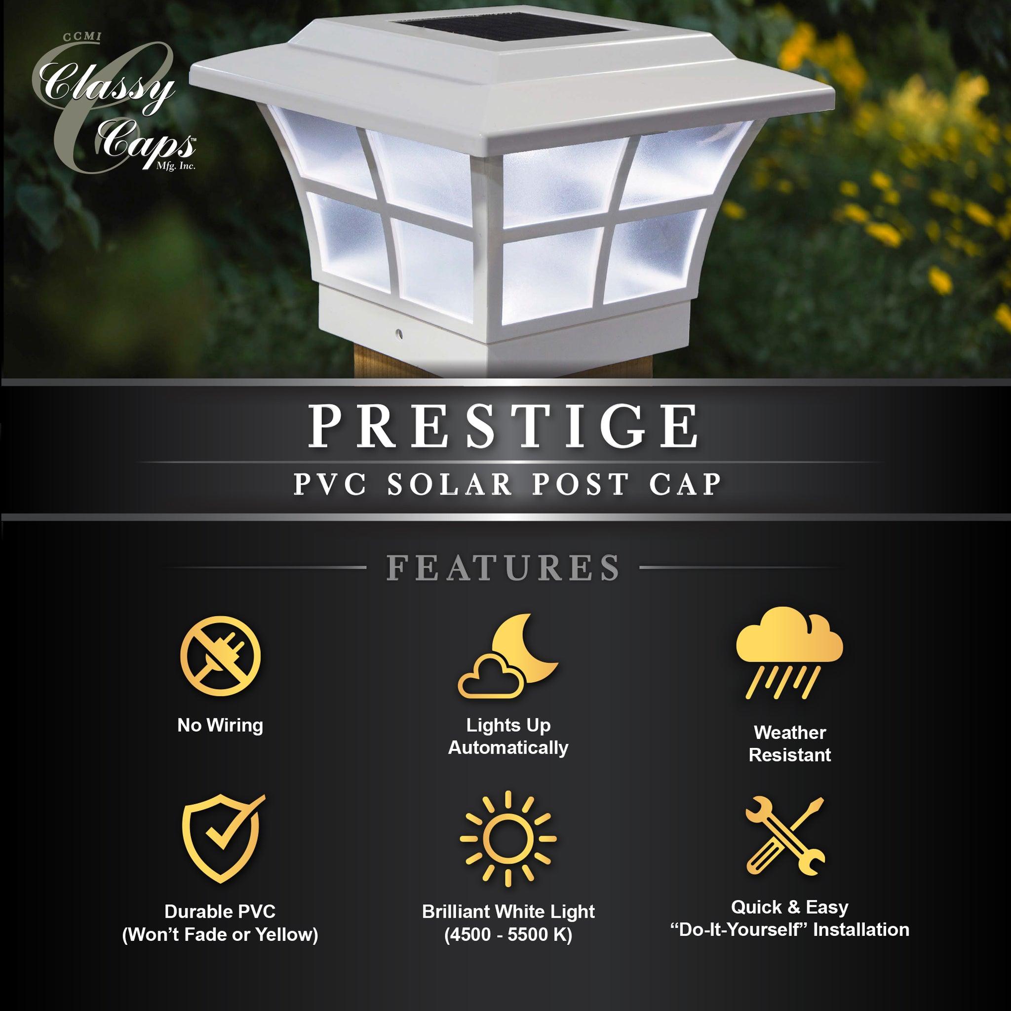 Prestige Solar Post Cap - White SLO79W - Classy Caps Mfg. Inc.