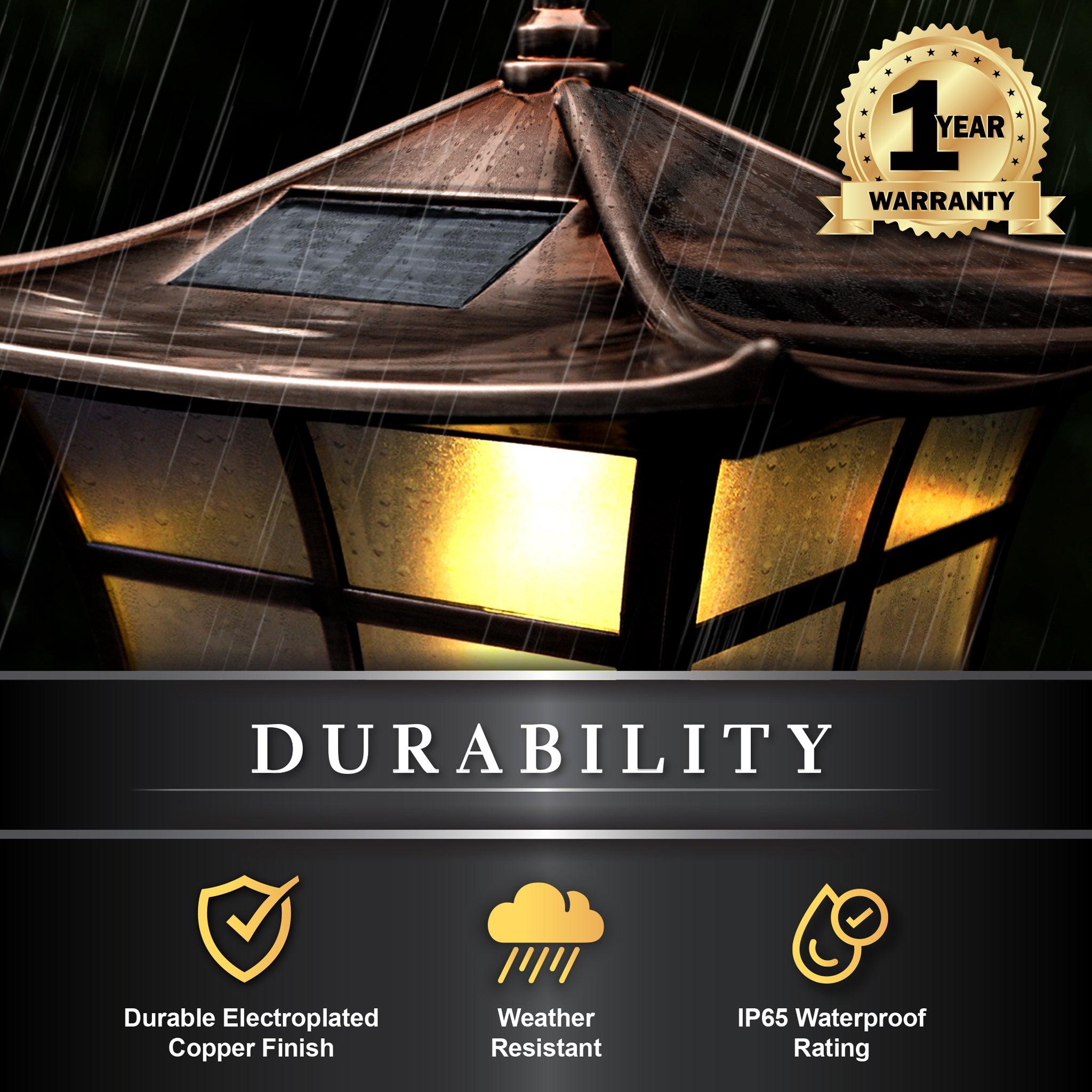 Ambience Solar Post Cap - Copper Electroplated - Classy Caps Mfg. Inc.