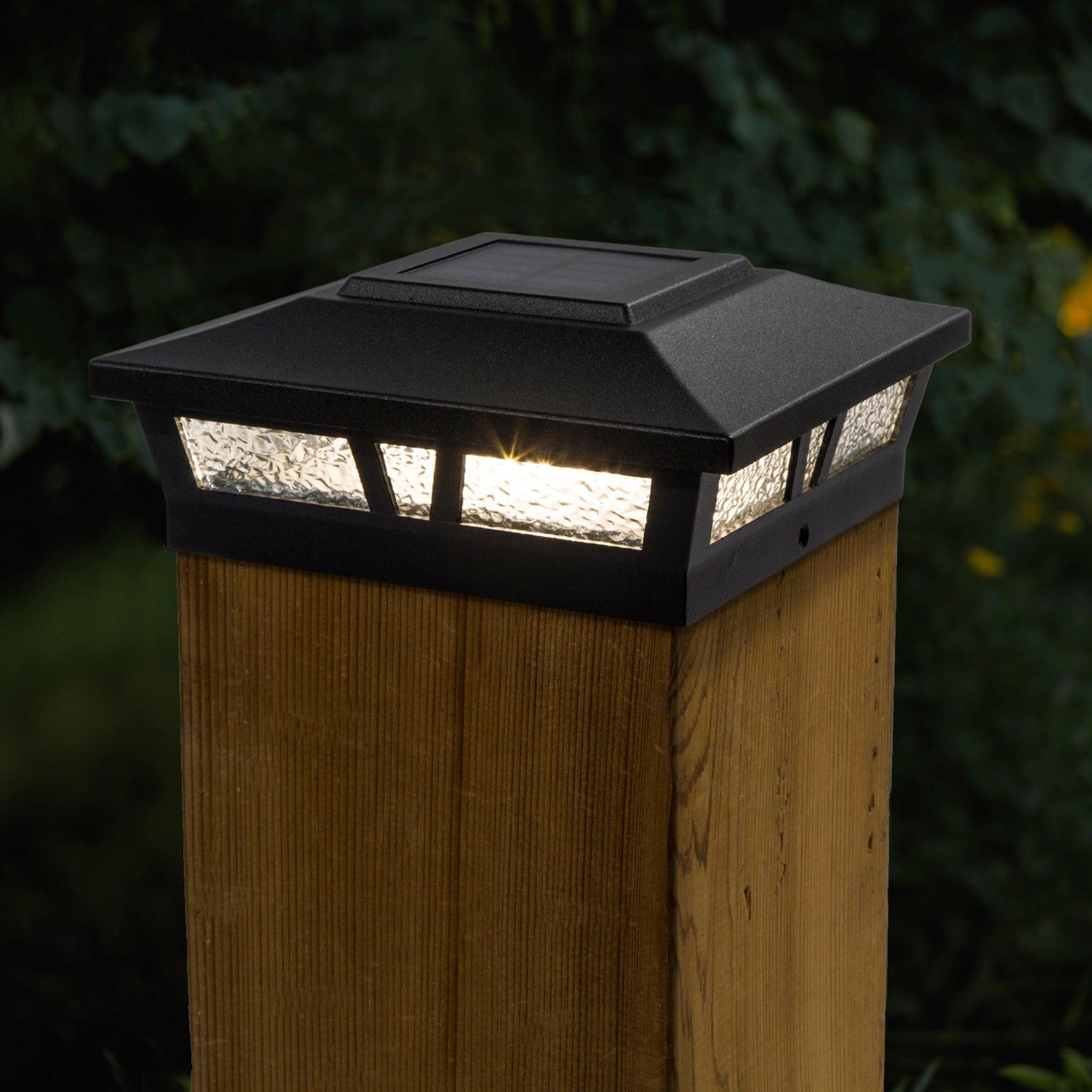 LED Solar Post Lights Low Voltage Solar Powered Integrated LED Fence Post  Cap Light 4 In. X 4 In.