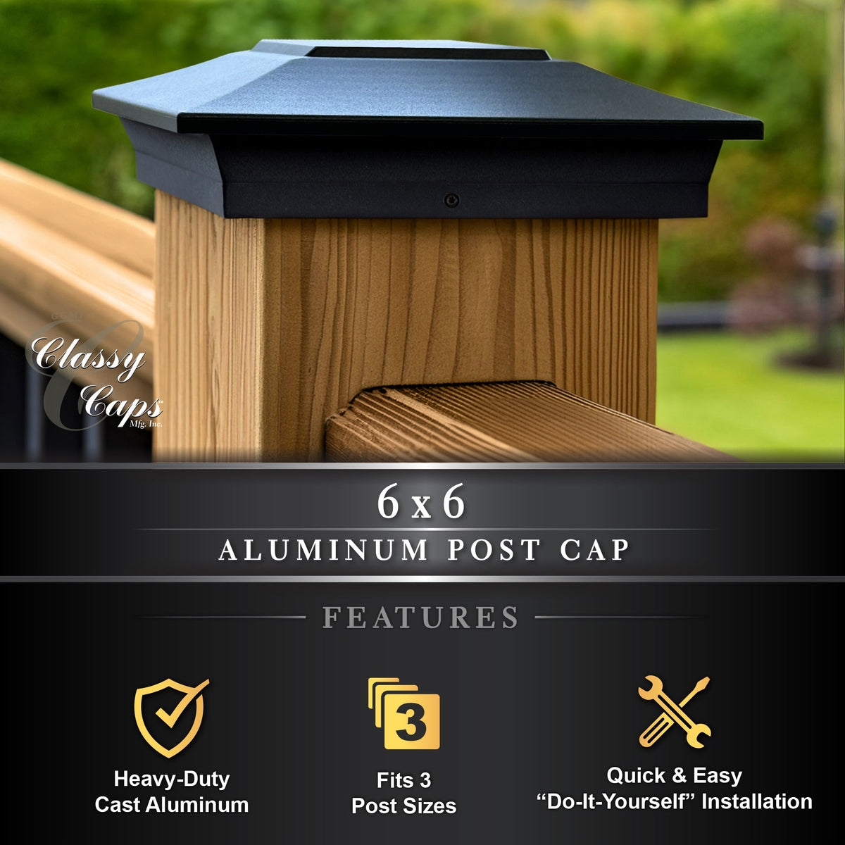 6x6 Aluminum Post Cap - Black
