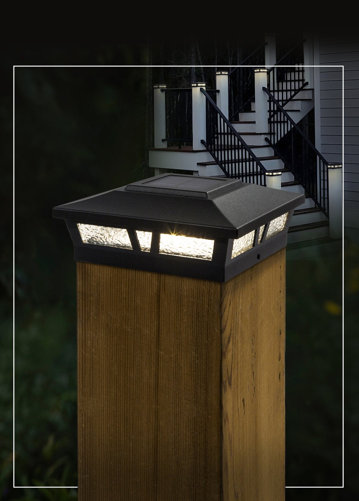 Classy Caps : solar outdoor lighting including solar post caps.