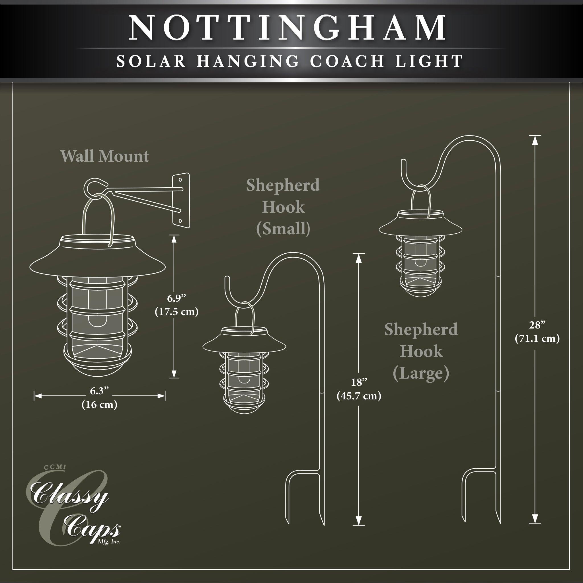 Black Aluminum Nottingham Hanging Coach Light - Classy Caps Mfg. Inc.