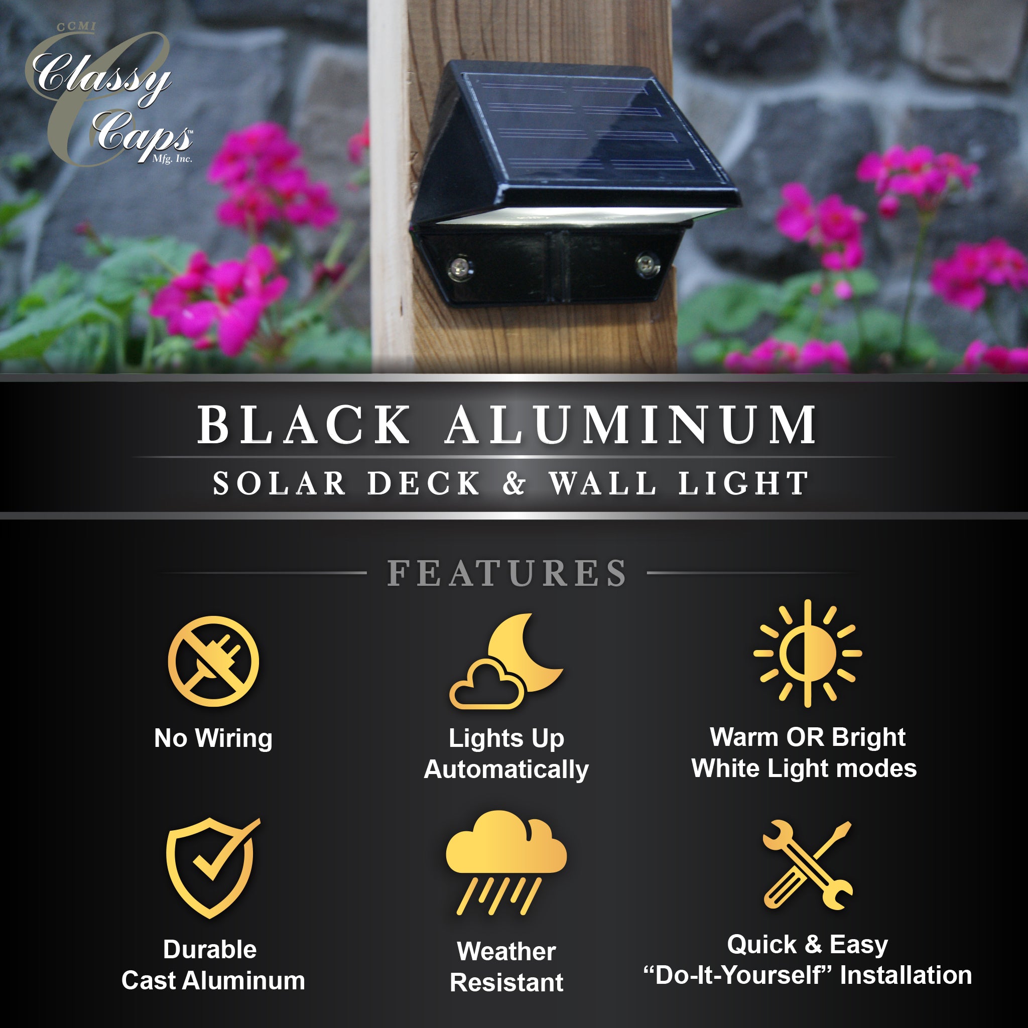 Aplique y cubierta de aluminio negro