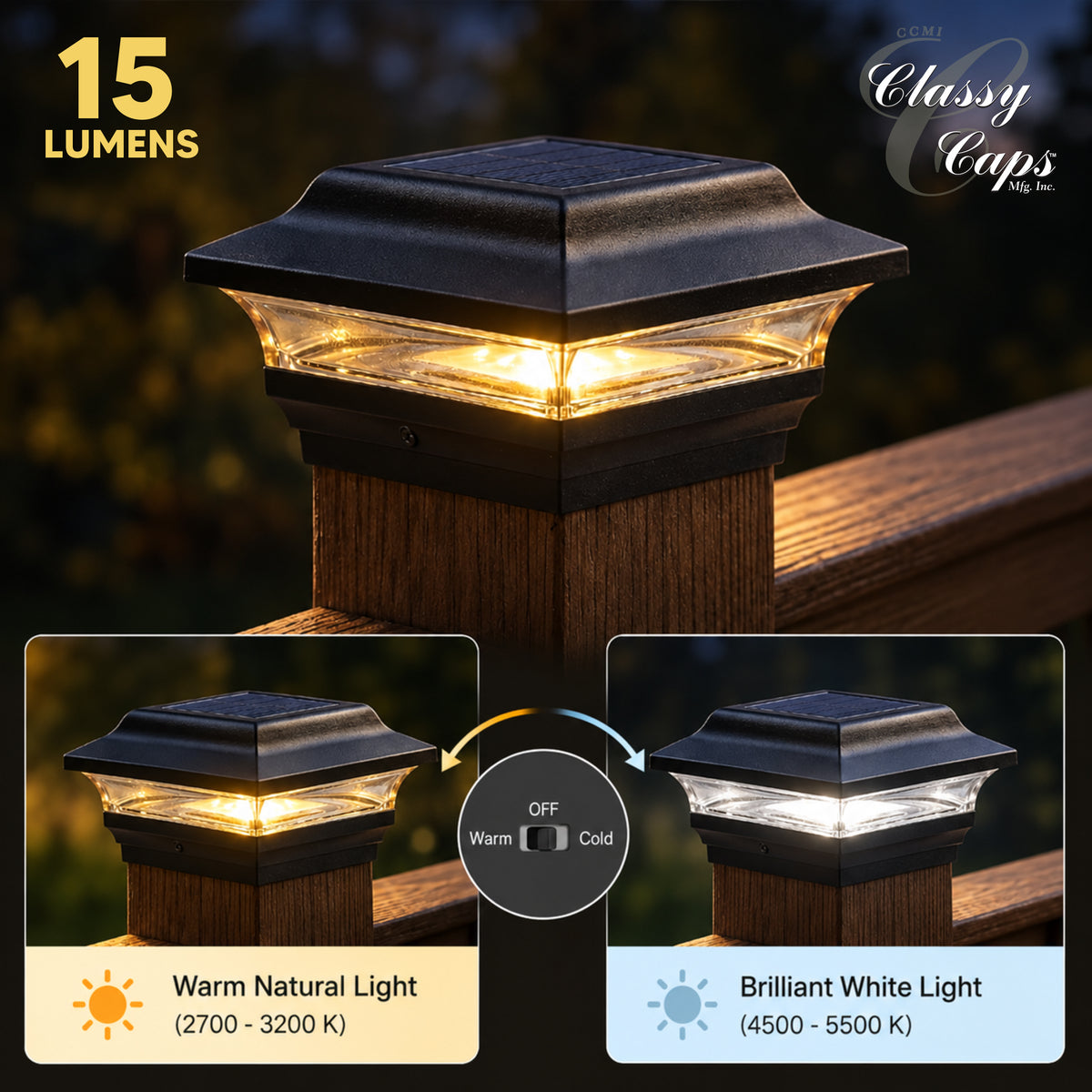 Tapa de poste solar imperial - Negro SL211B