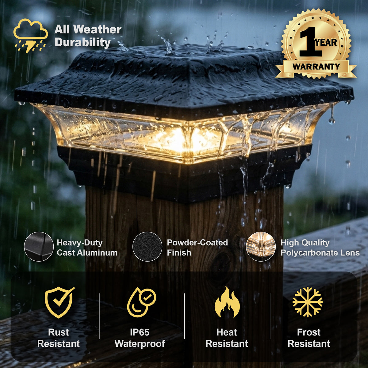 Tapa de poste solar imperial - Negro SL211B