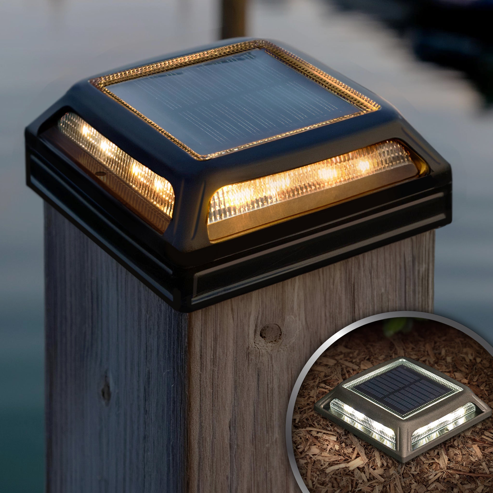 Muskoka Universal Solar Dock/Deck &amp; Post Cap Light - Negro