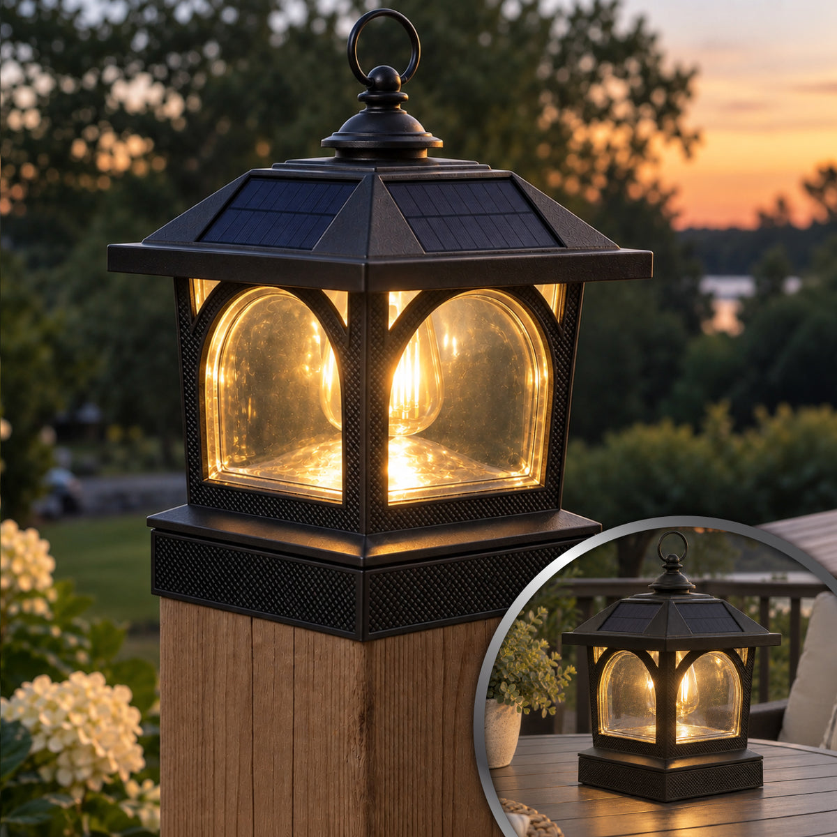 Edison Solar Table Lantern/Post Cap