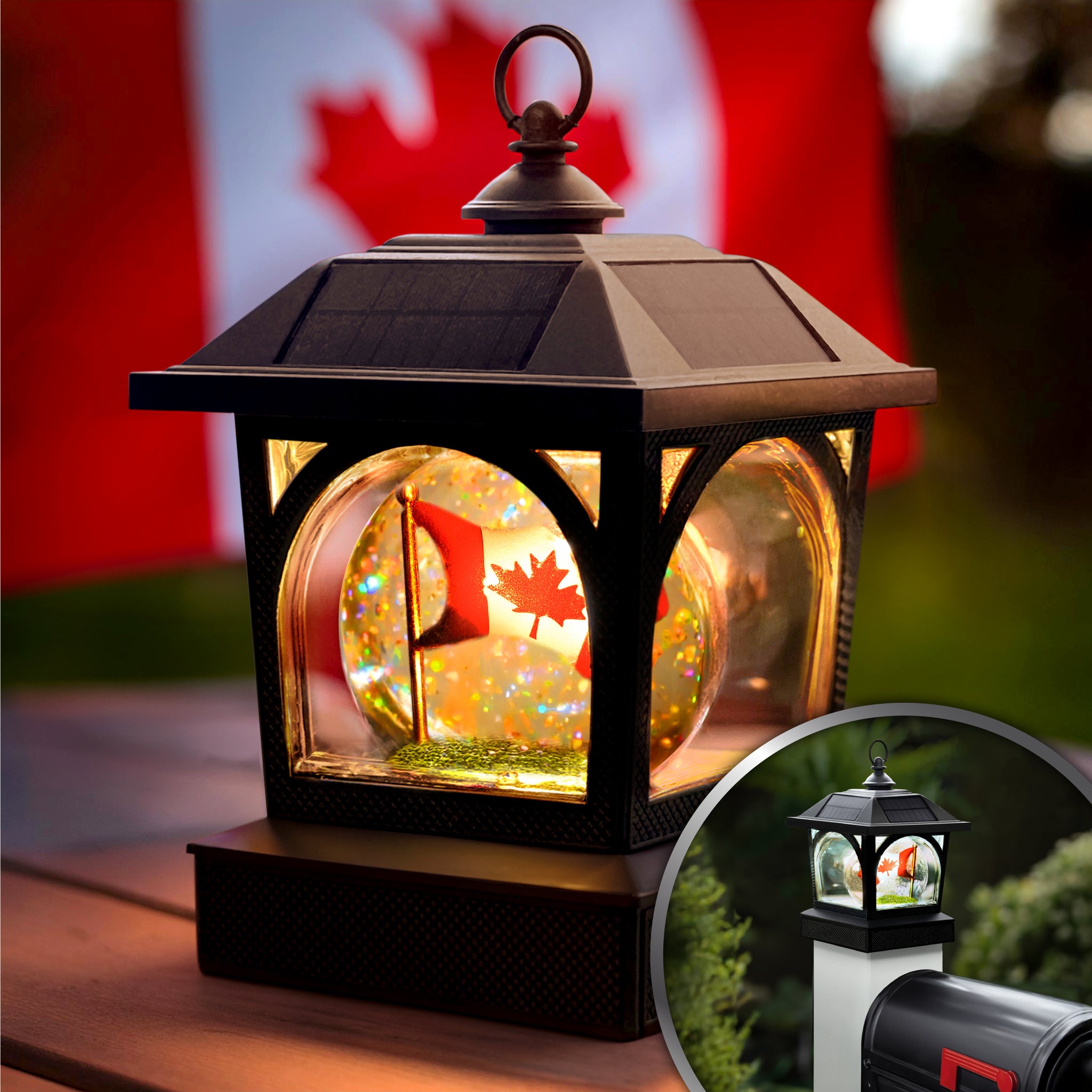 [Pre-Order] Solar Canadian Patriot Table Lantern/Post Cap