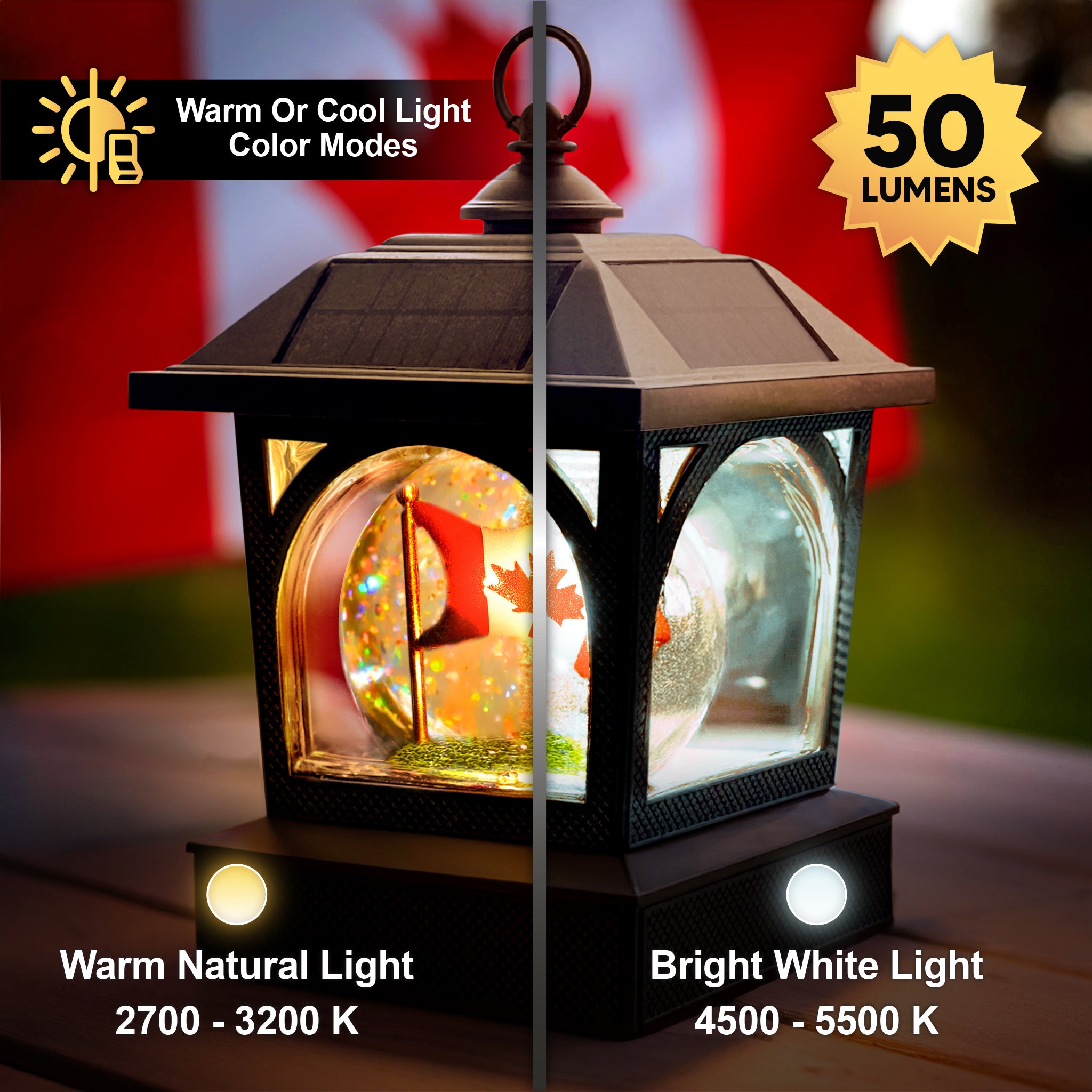 [Pre-Order] Solar Canadian Patriot Table Lantern/Post Cap