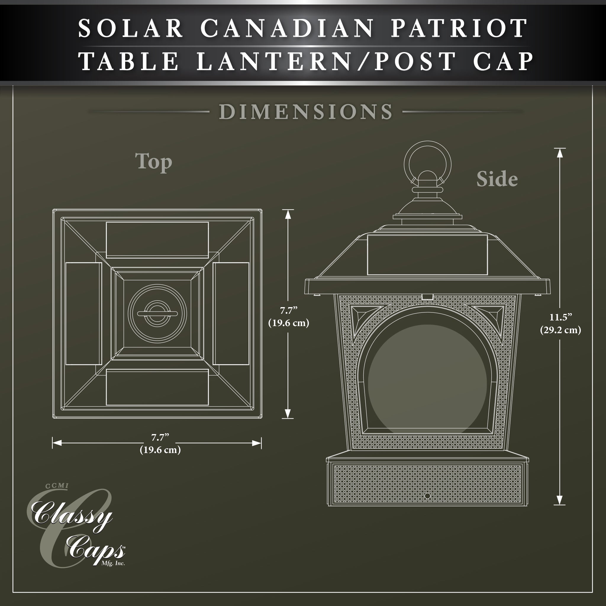 [Pre-Order] Solar Canadian Patriot Table Lantern/Post Cap