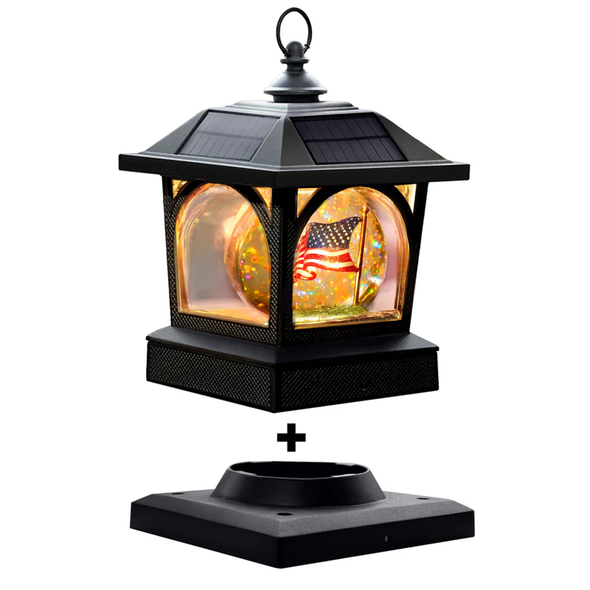 Solar USA Patriot Table Lantern/Post Cap with 7.5”x7.5” Base Adapter/Surface Mount