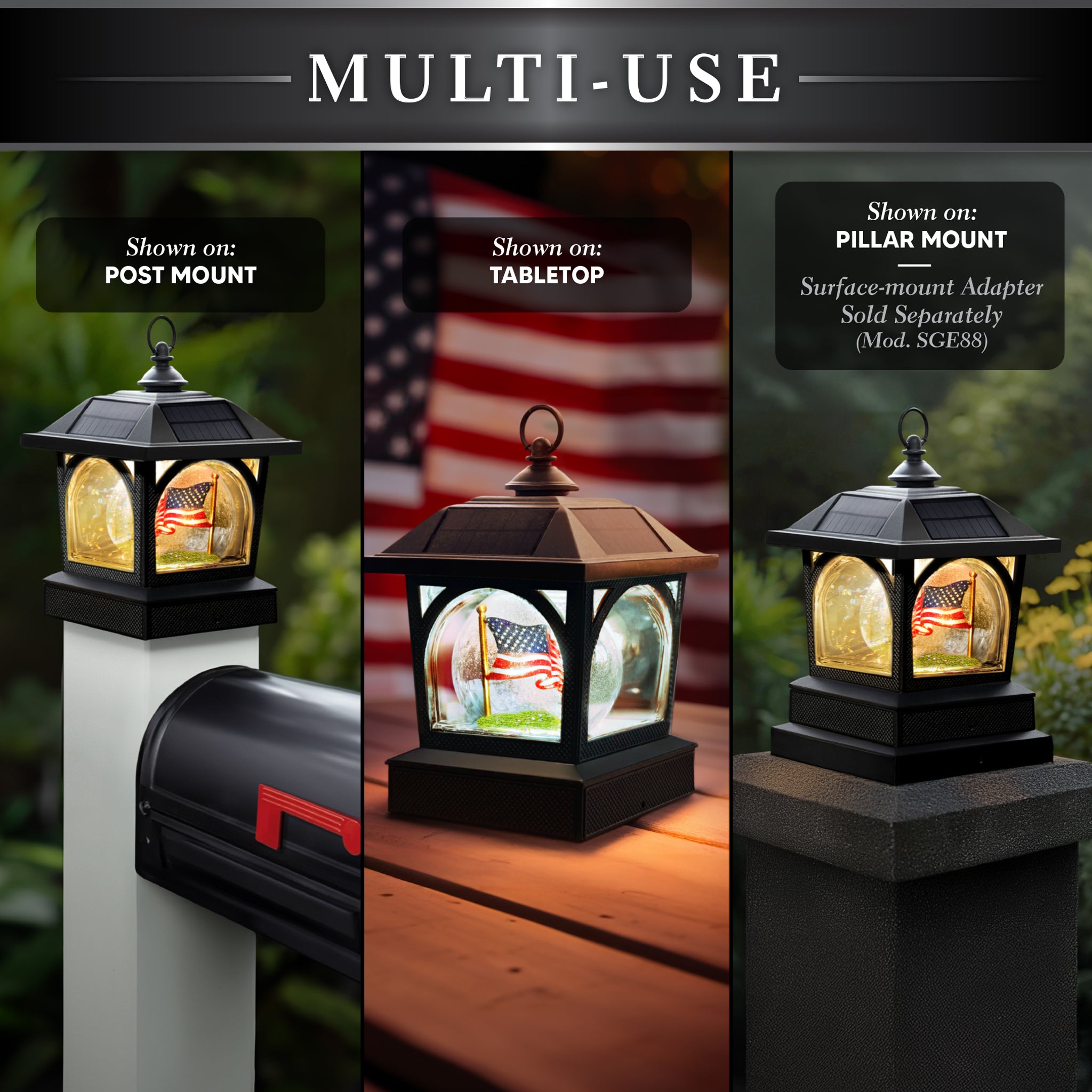 [Pre-Order] Solar USA Patriot Table Lantern/Post Cap