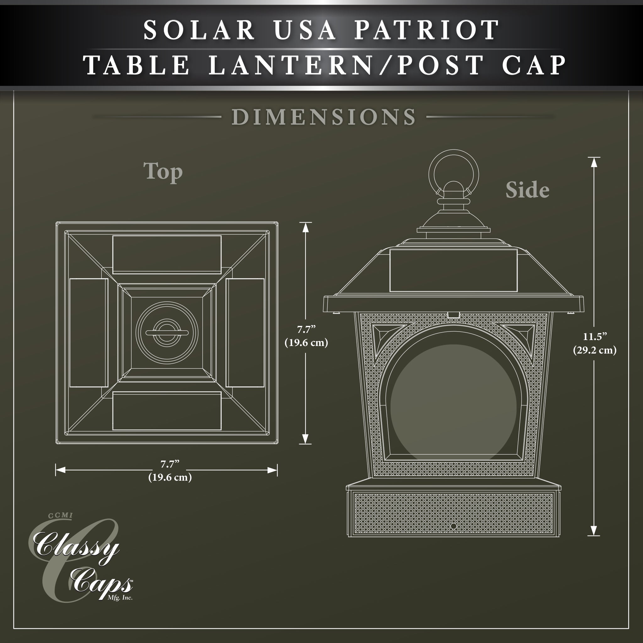 [Pre-Order] Solar USA Patriot Table Lantern/Post Cap