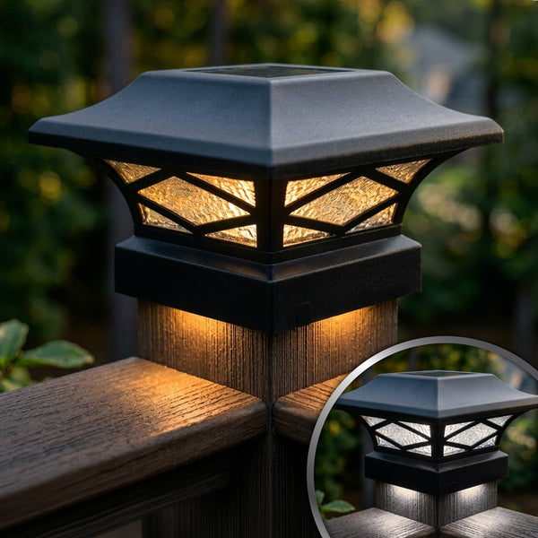 Kingsbridge Dual Lighted Solar Post Cap - Black