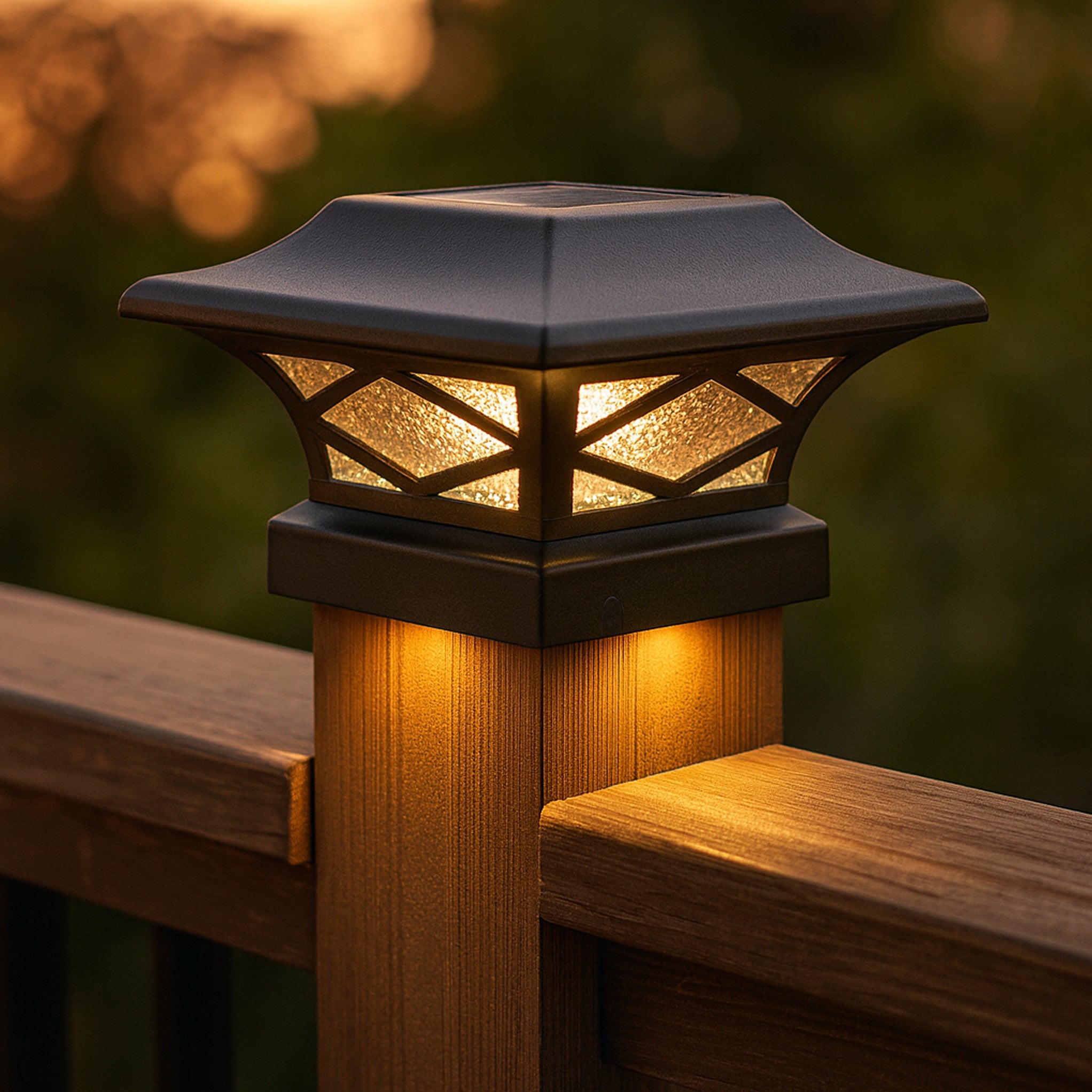 Kingsbridge Dual Lighted Solar Post Cap - Black
