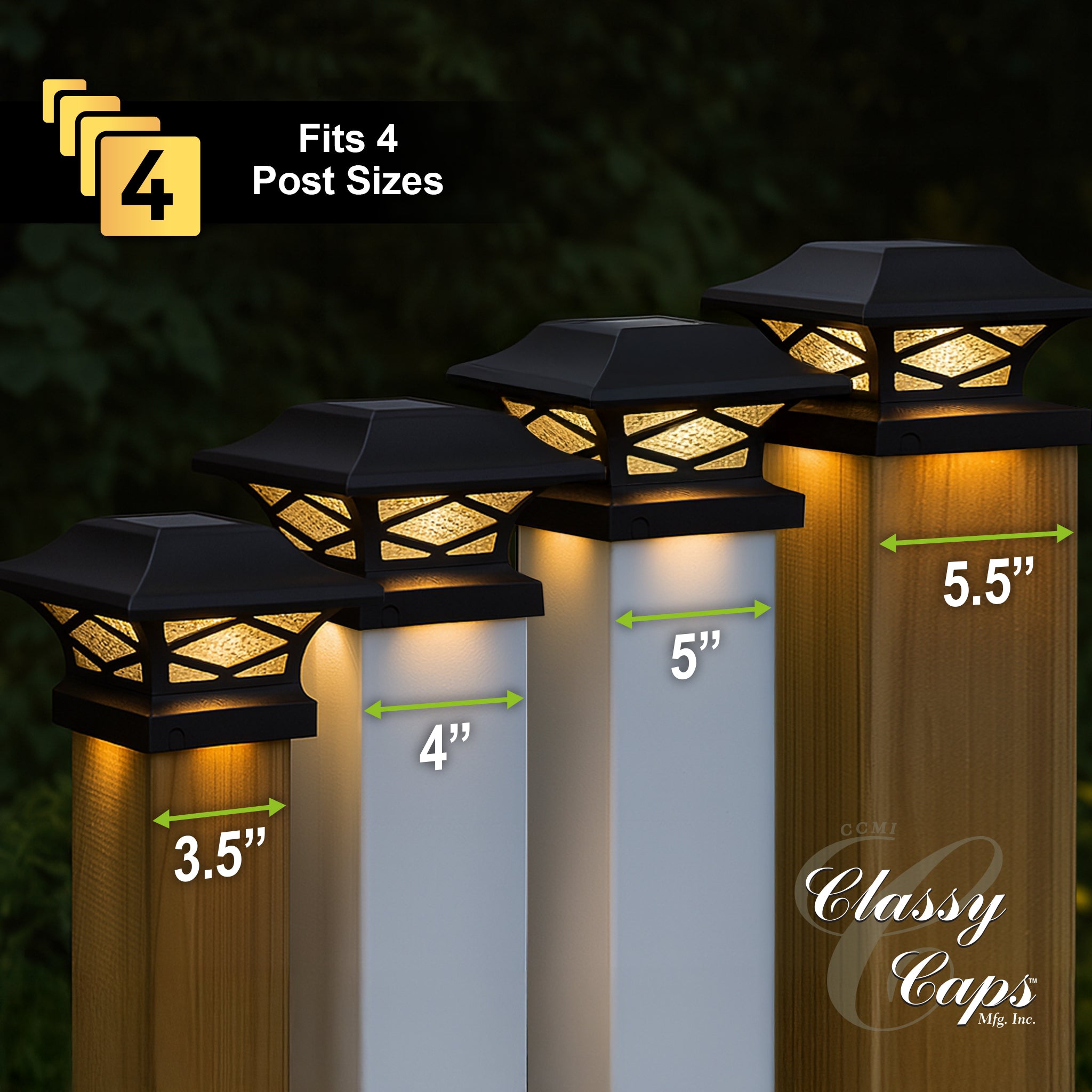 Kingsbridge Dual Lighted Solar Post Cap - Black