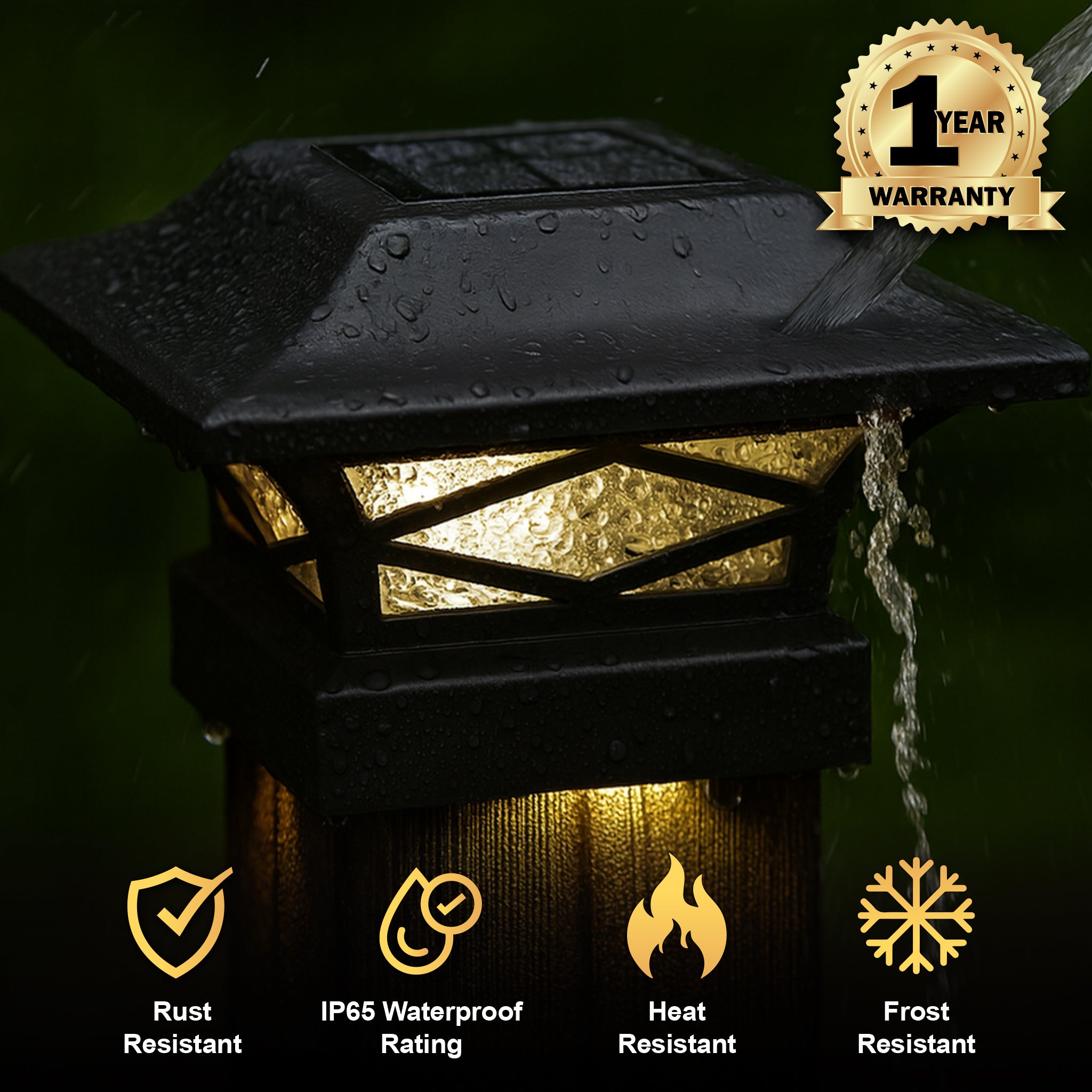 Kingsbridge Dual Lighted Solar Post Cap - Black