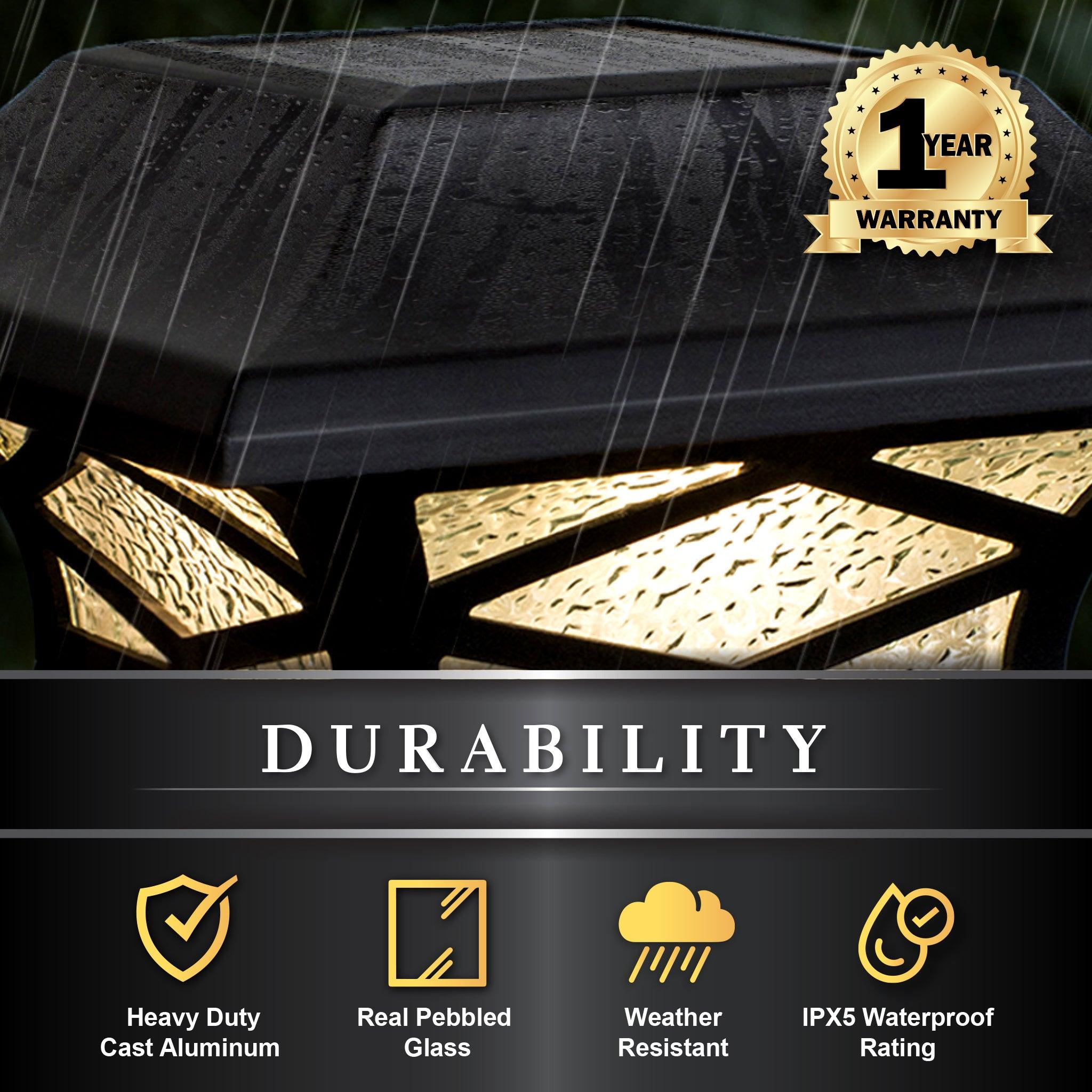Kingsbridge Dual Lighted Solar Post Cap - Black - Classy Caps Mfg. Inc.
