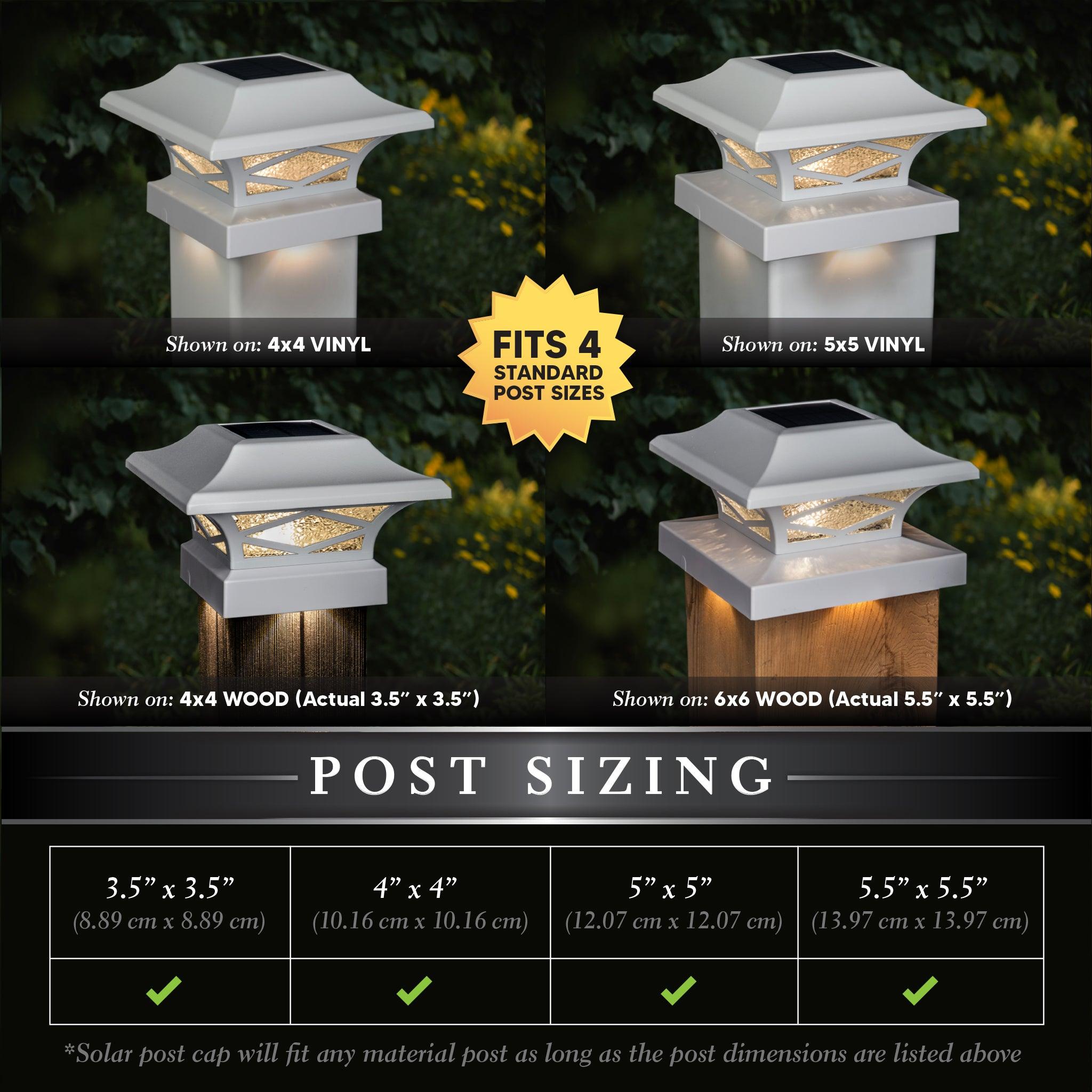 Kingsbridge Dual Lighted Solar Post Cap - White - Classy Caps Mfg. Inc.
