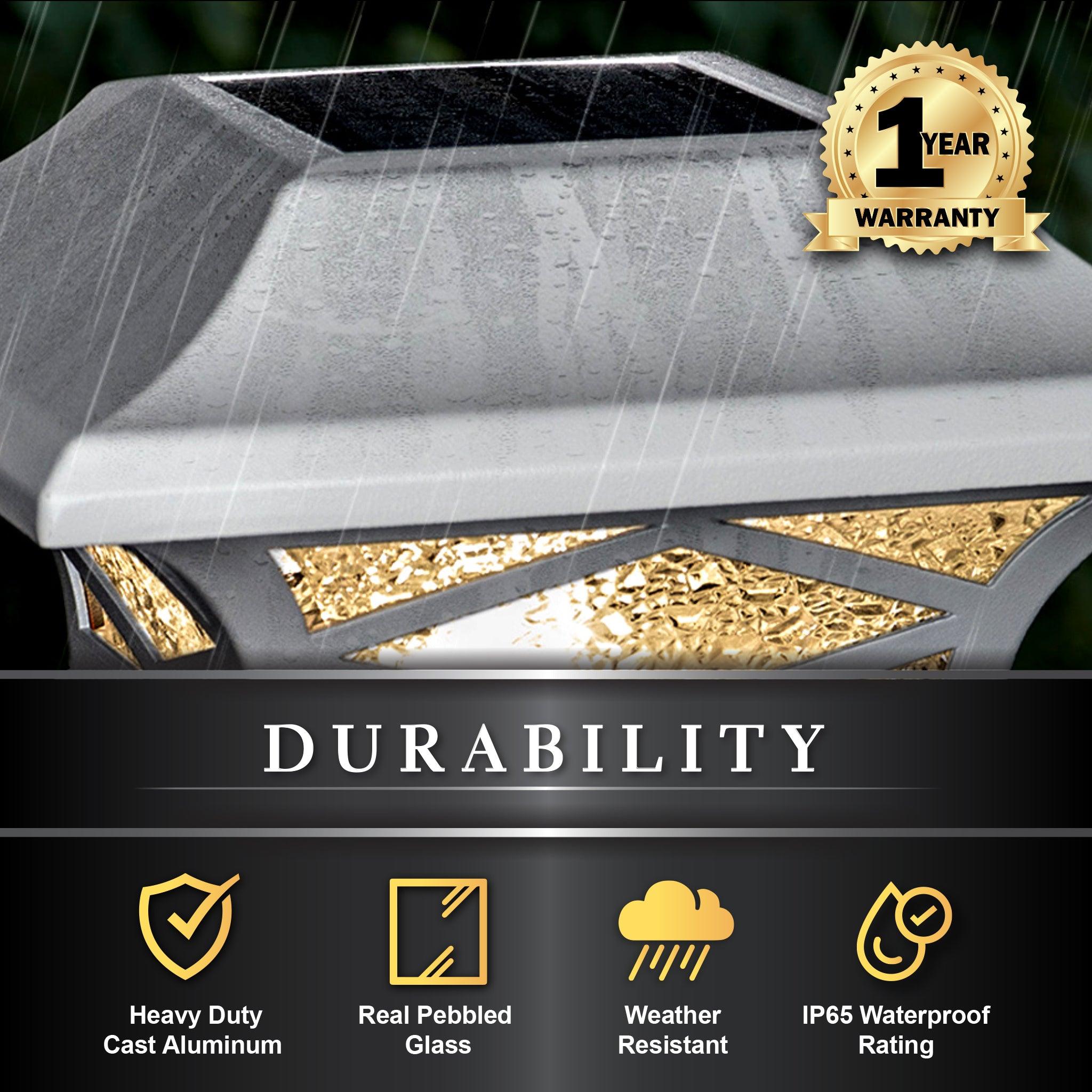 Kingsbridge Dual Lighted Solar Post Cap - White - Classy Caps Mfg. Inc.