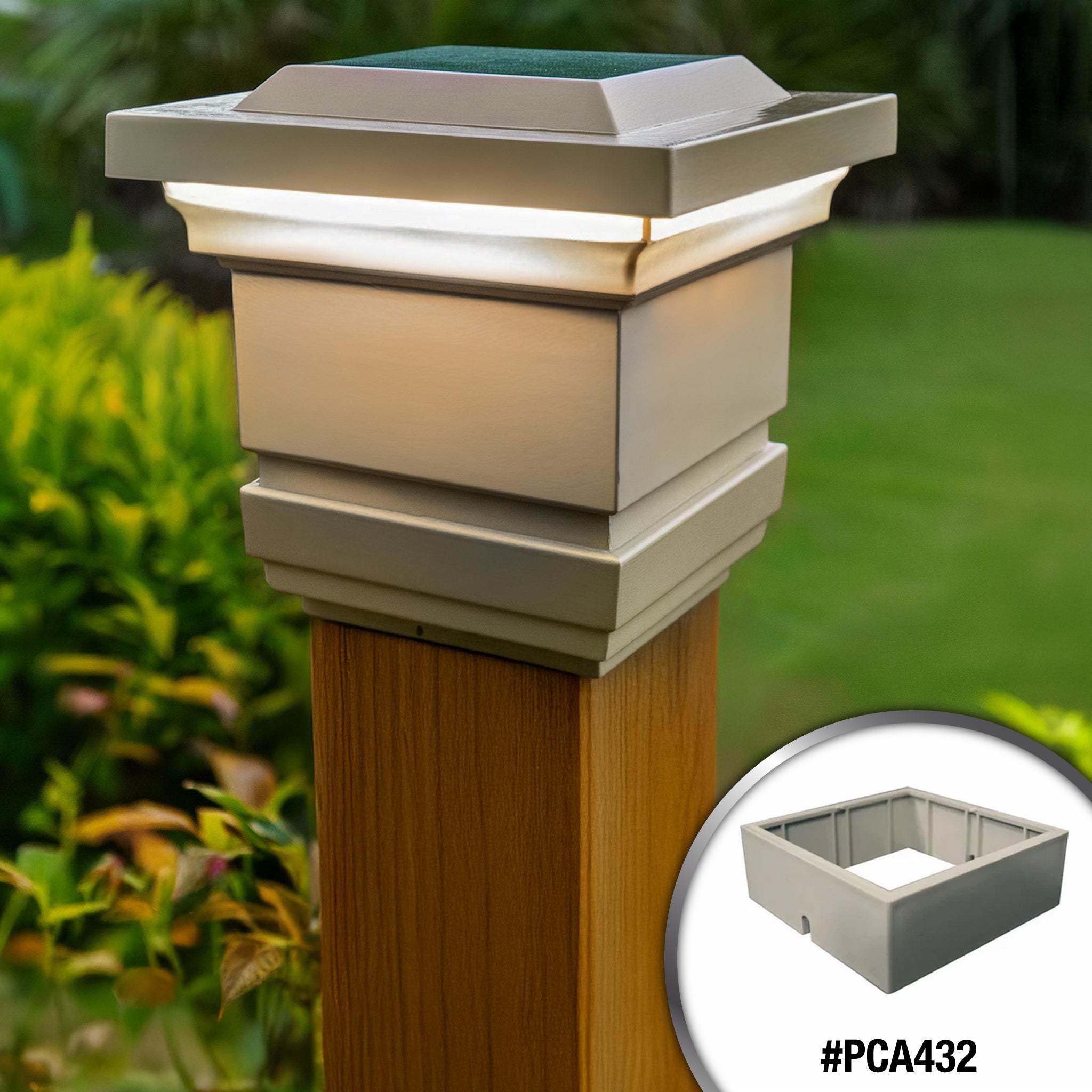 Classy Solar Post Cap - Tan With 3.5"x3.5" Adaptor