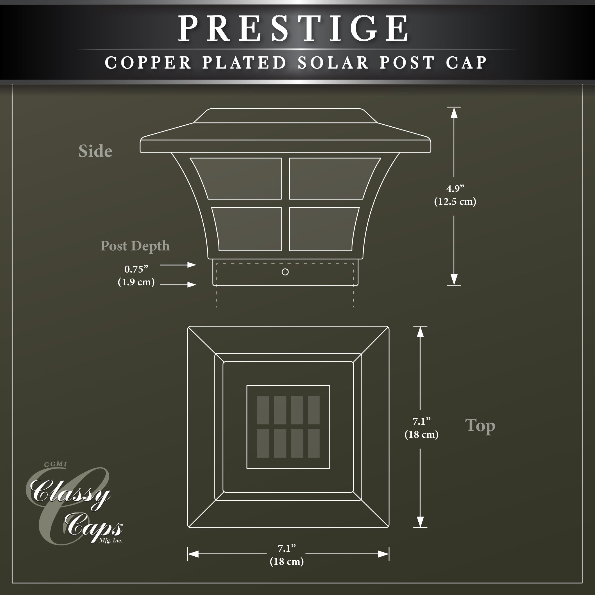 Capuchon de poteau solaire Prestige - Cuivre électrolytique SLO79C