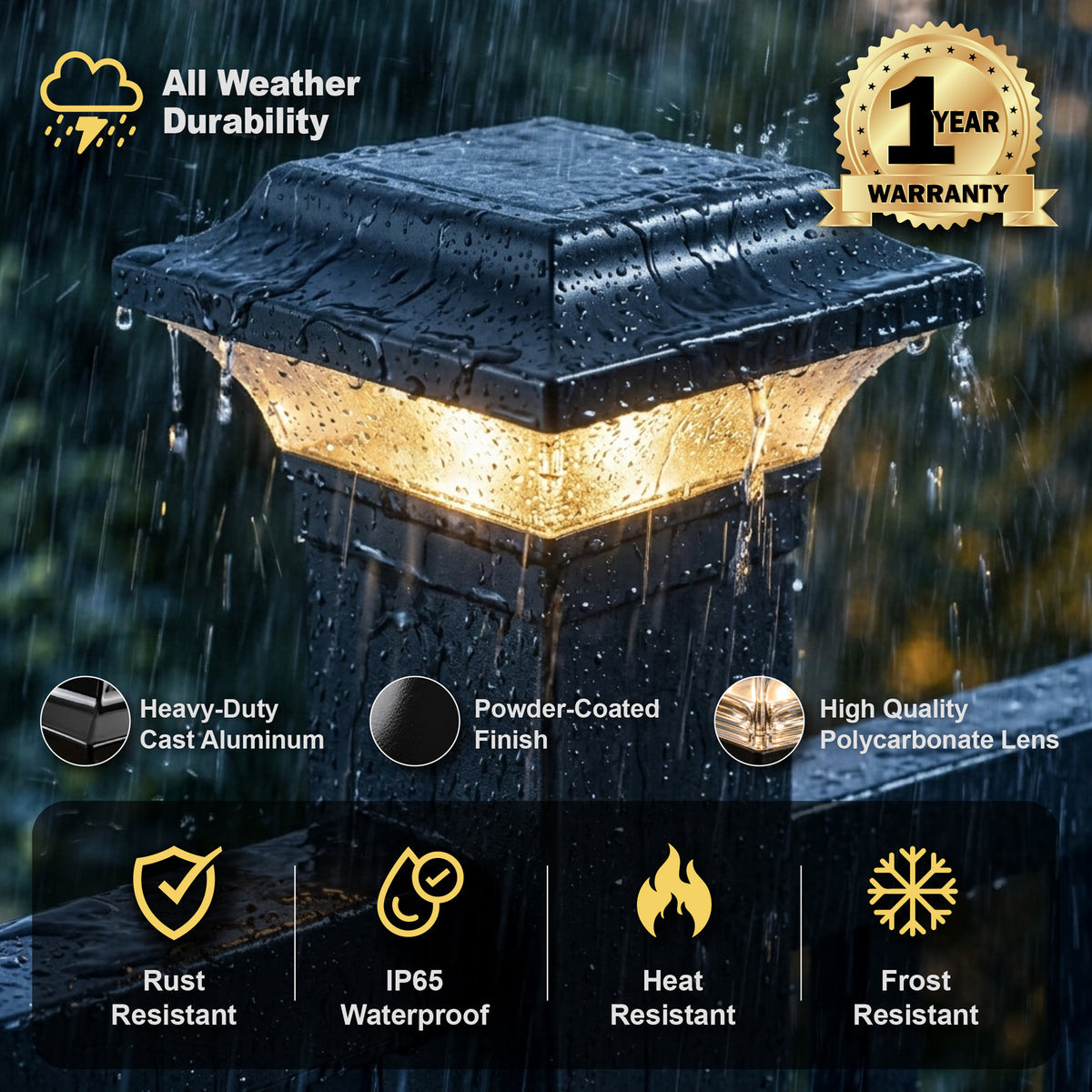 Tapa de poste solar imperial - Negro SLO82B