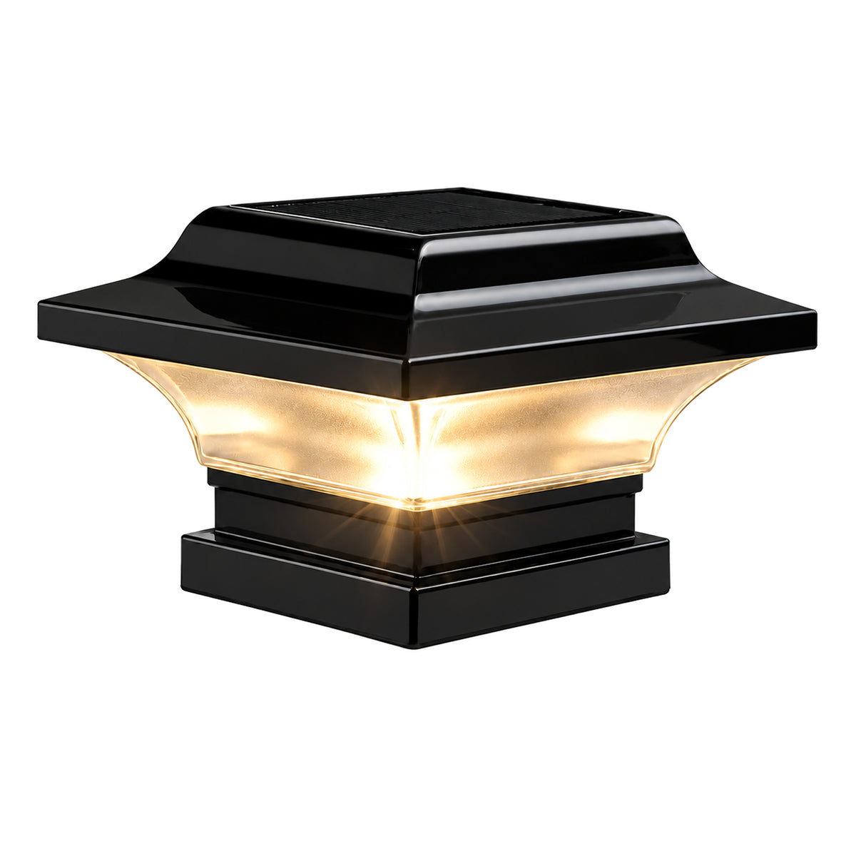Tapa de poste solar imperial - Negro con adaptador de 3"x3"