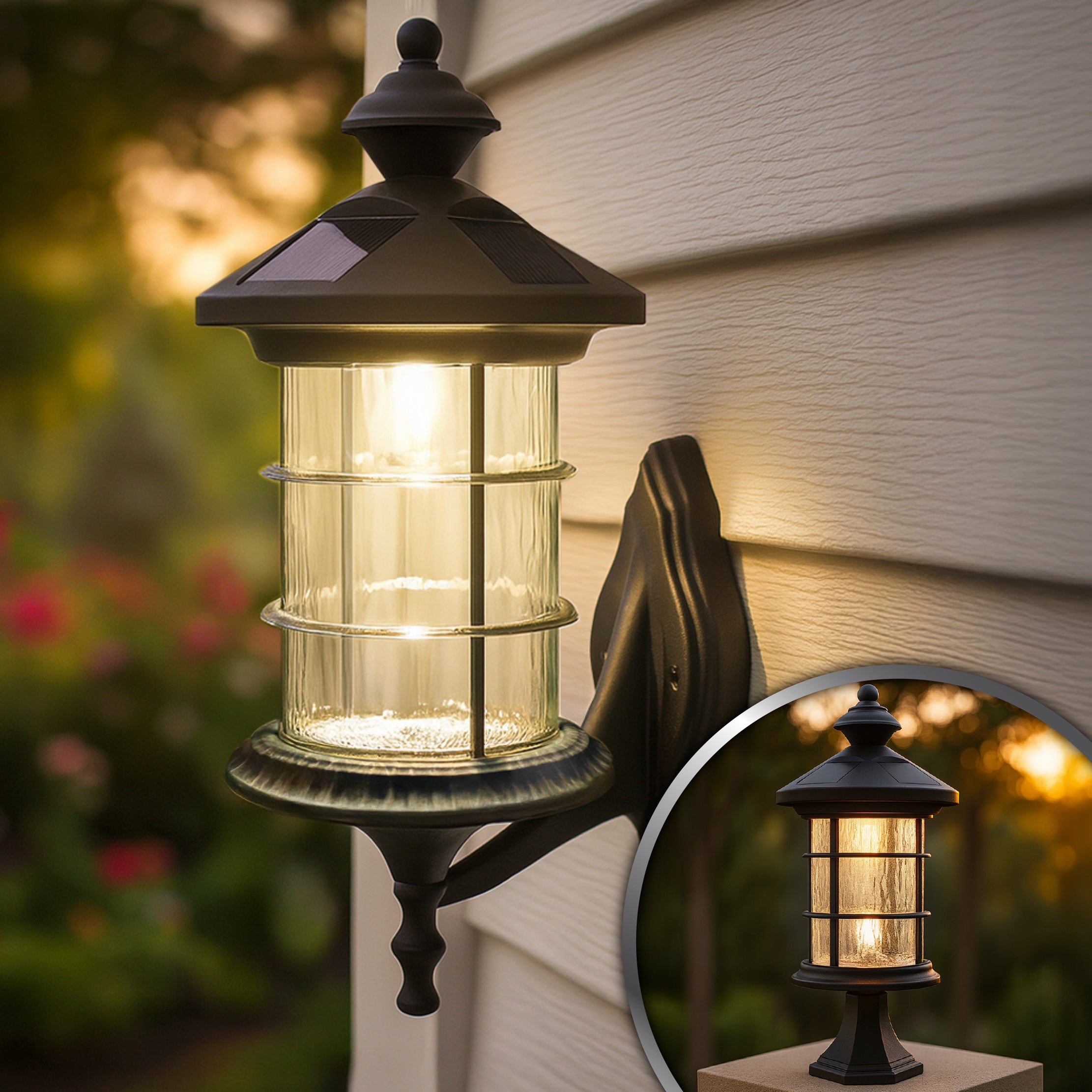 Black Aluminum Hampton Solar Lamp