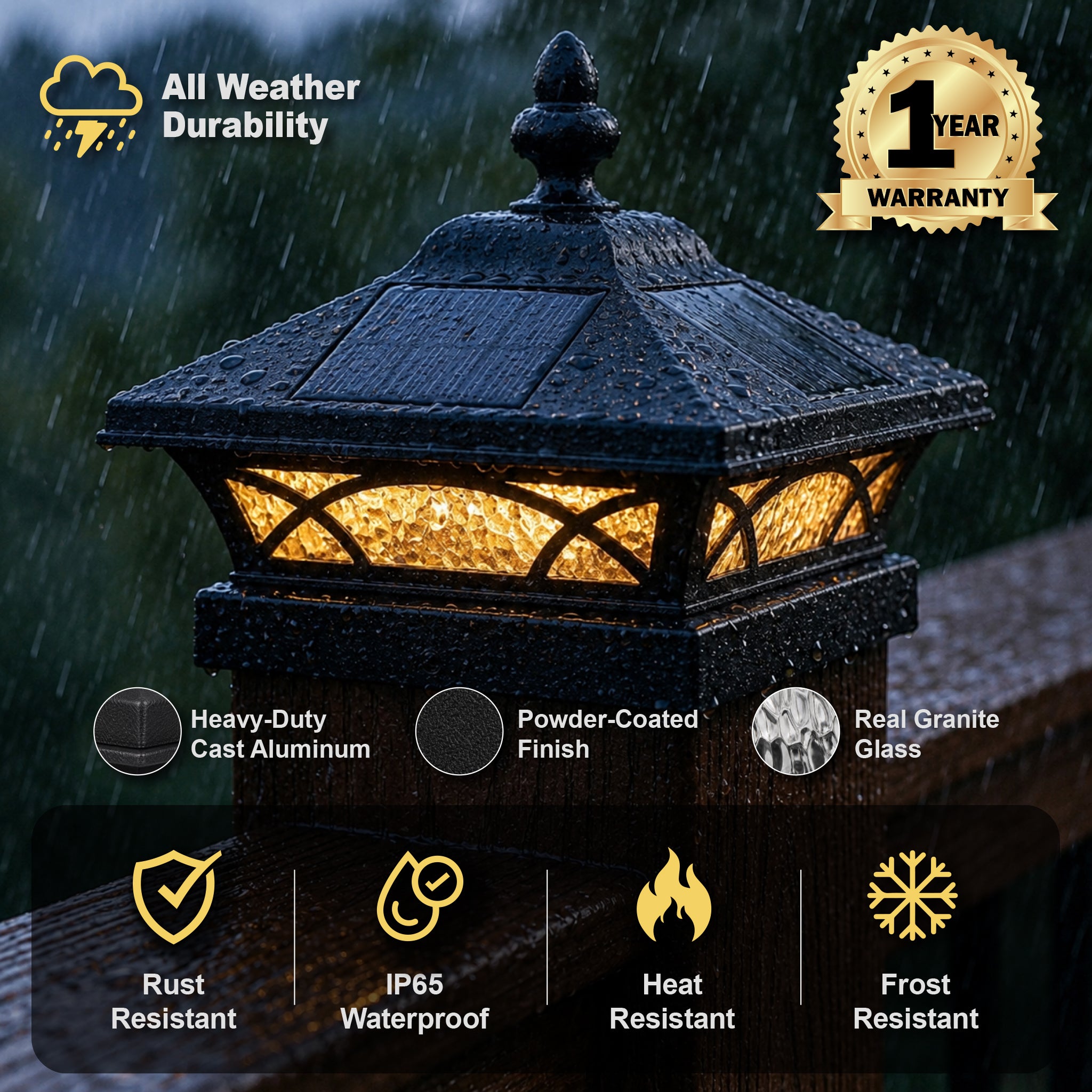 4x4 Coventry Solar Post Cap - Black