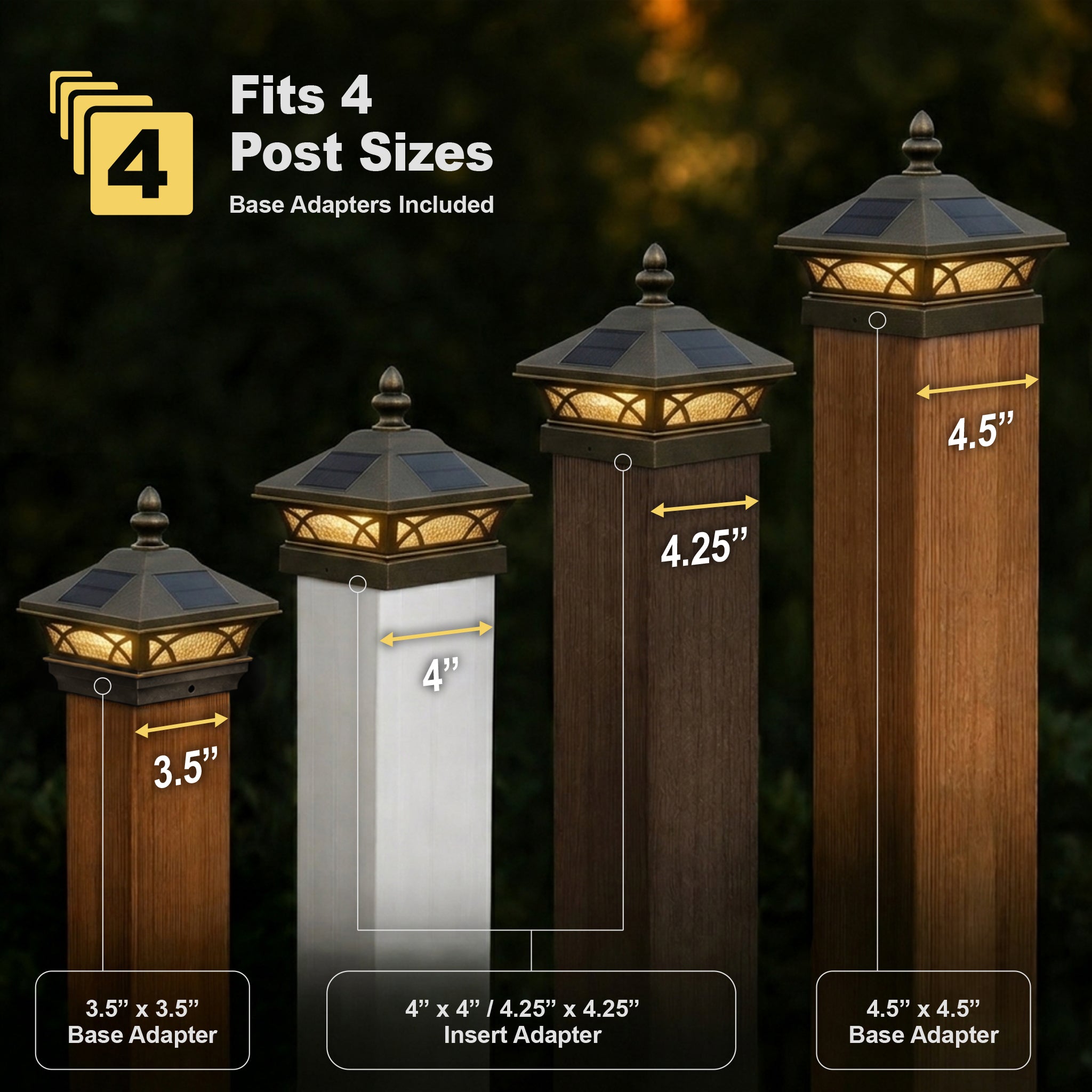 4x4 Coventry Solar Post Cap - Antique Bronze