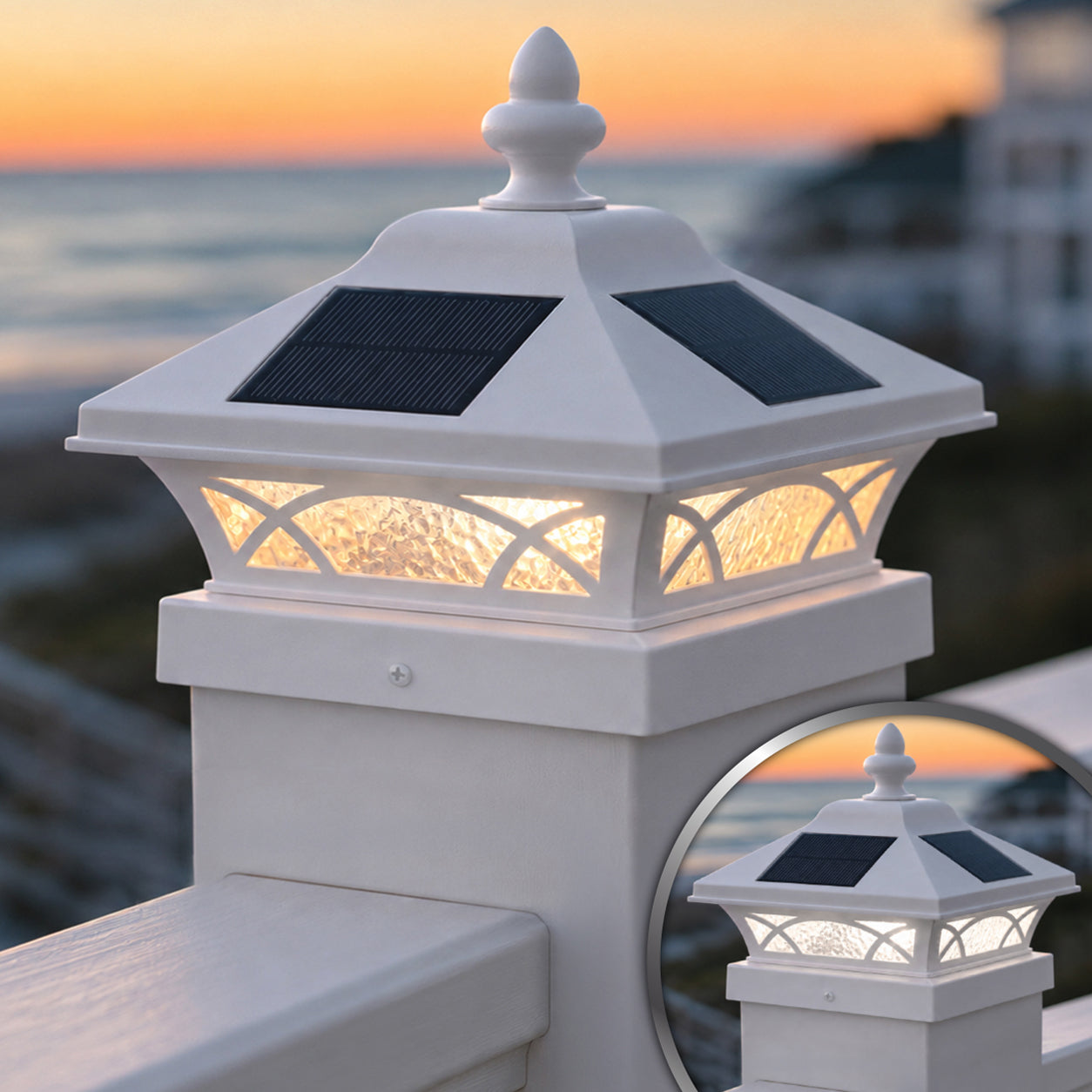 4x4 Coventry Solar Post Cap - White