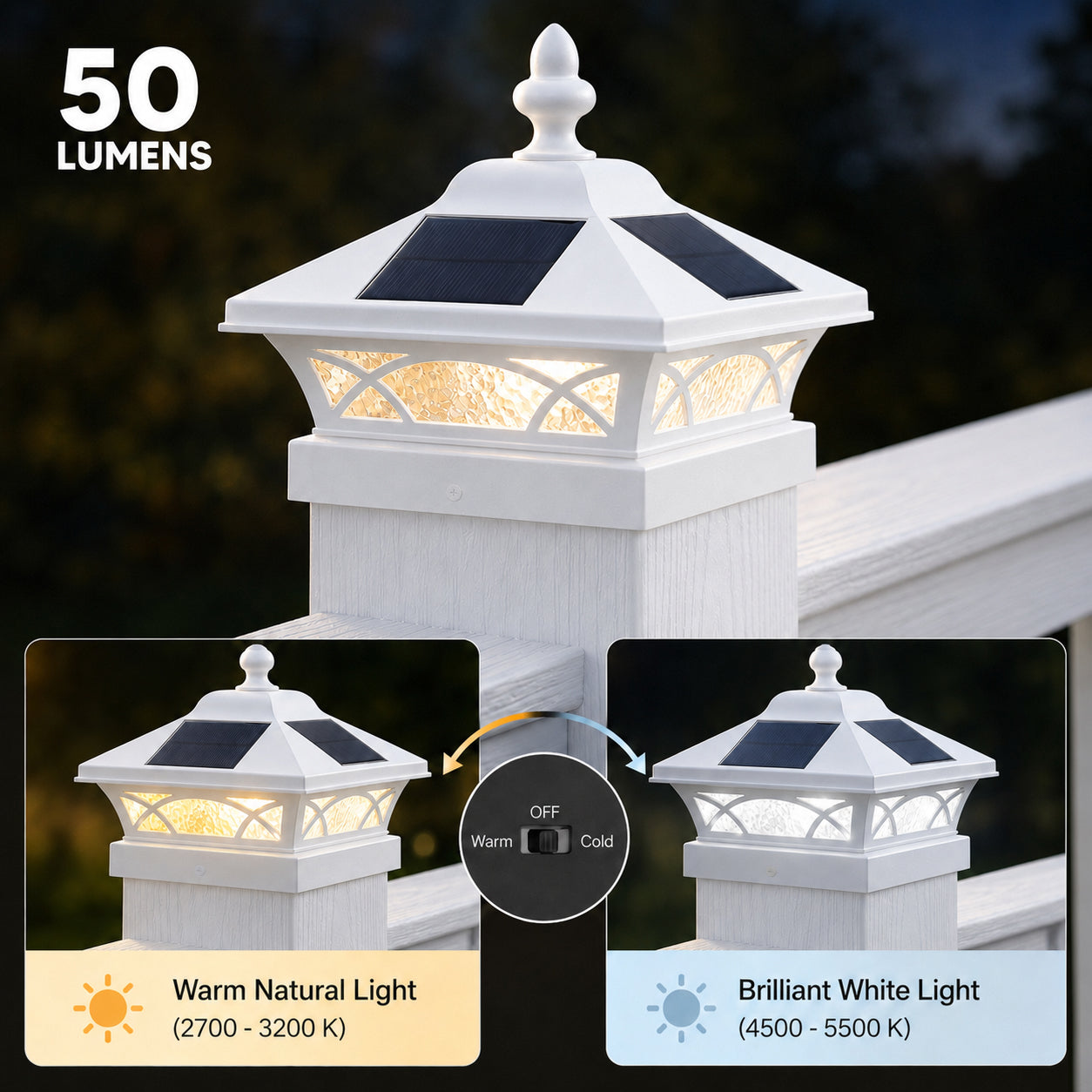 4x4 Coventry Solar Post Cap - White
